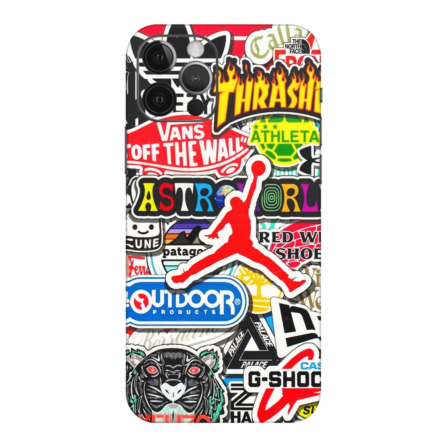 Apple iPhone Skins (All Models) - Multi Brands Sticker Graffiti - 3D Embossed Finish (L-37) iPhone 12 Pro Max