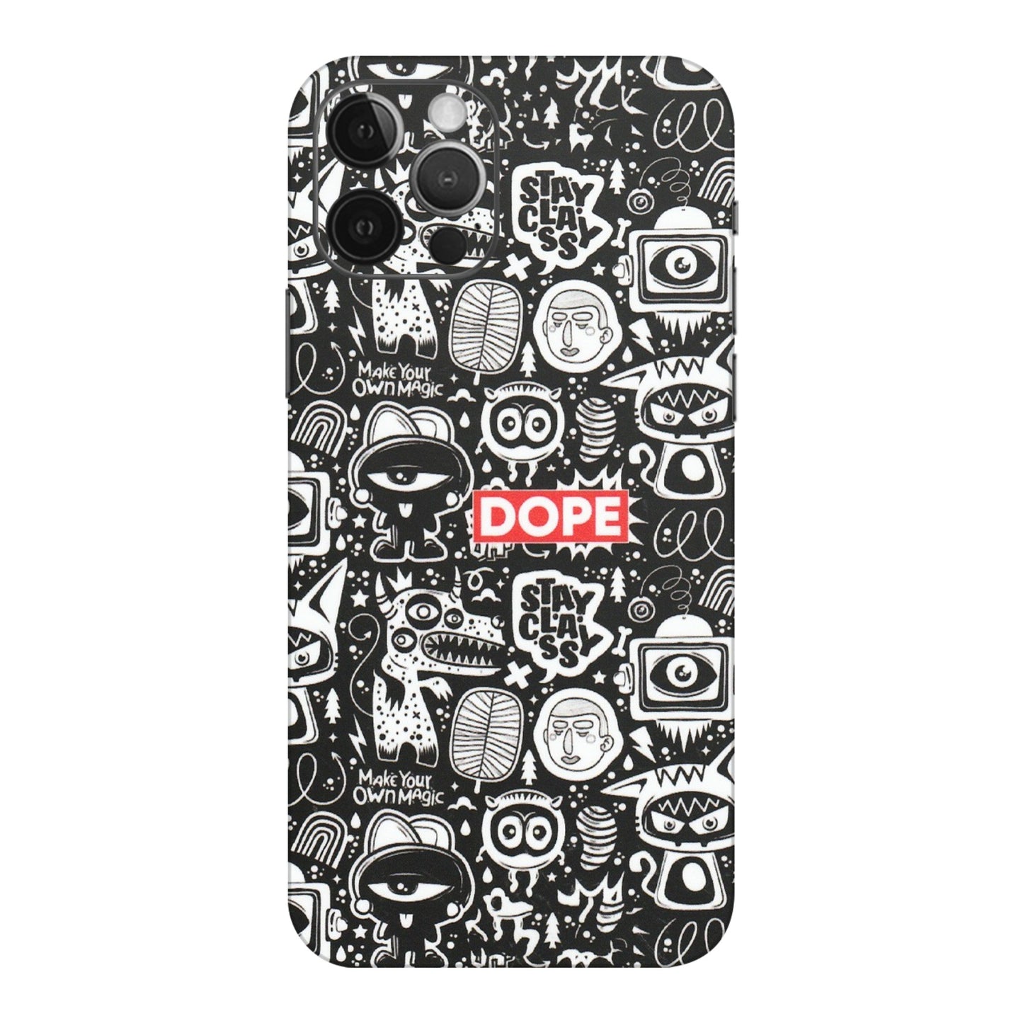 Apple iPhone Skins (All Models) - Dope Stay Classy Black Doodles - Matte Finish (M-126) iPhone 12 Pro Max