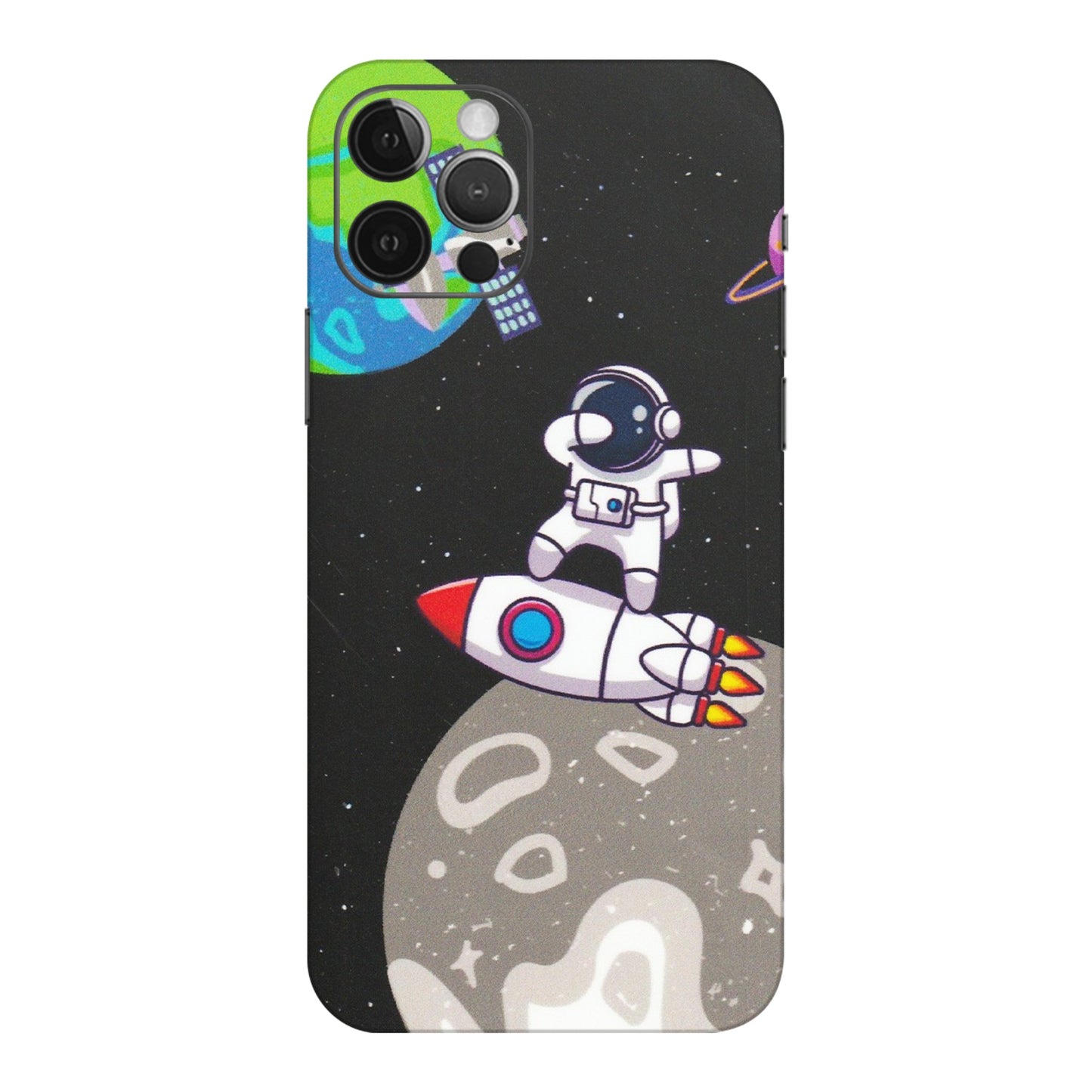 Apple iPhone Skins (All Models) - Astronaut Vibing Toon Running - Matte Finish (M-39) iPhone 12 Pro Max
