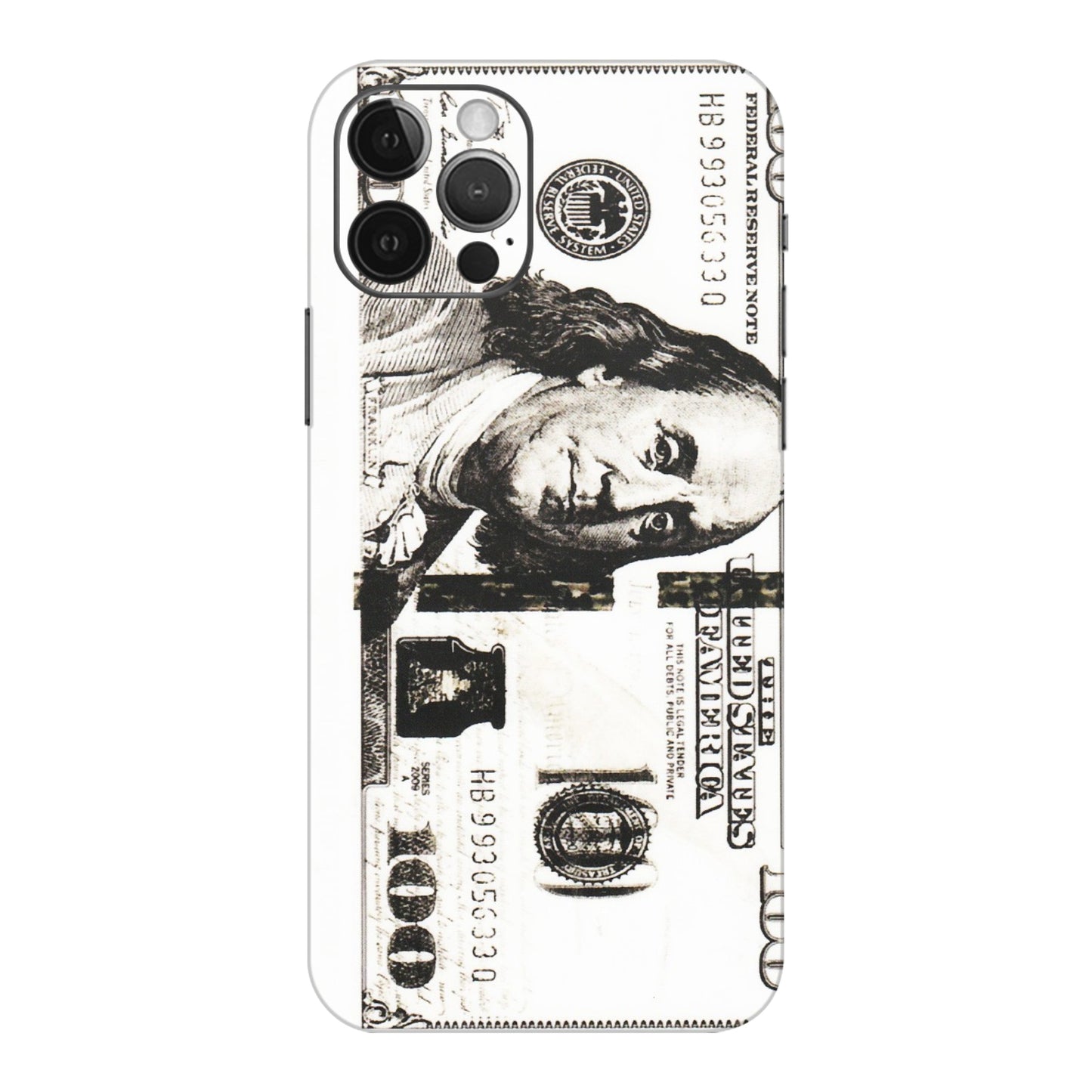 Apple iPhone Skins (All Models) - 100 Dollar Currency - Transparent Finish (T-01) iPhone 12 Pro