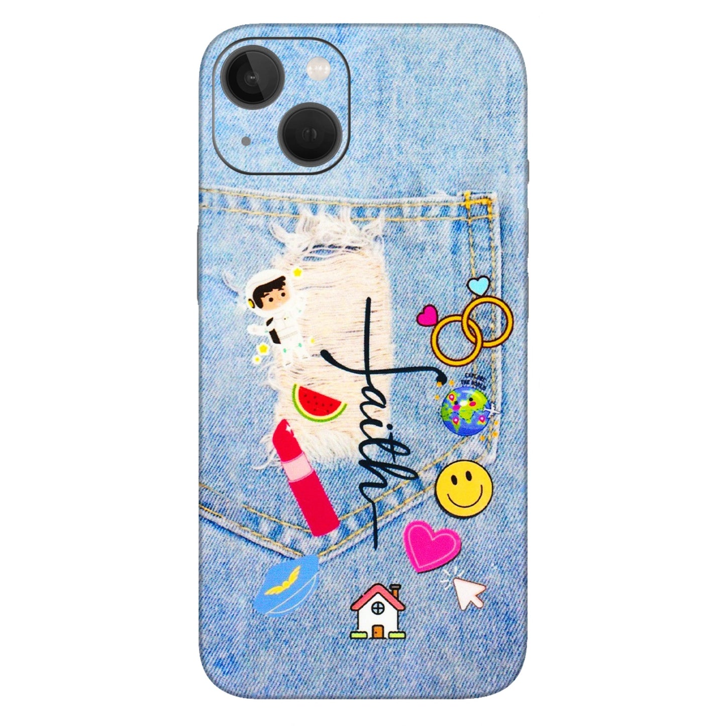 Apple iPhone Skins (All Models) - Denim Jeans Pocket - 3D Embossed Finish (L-134) iPhone 13