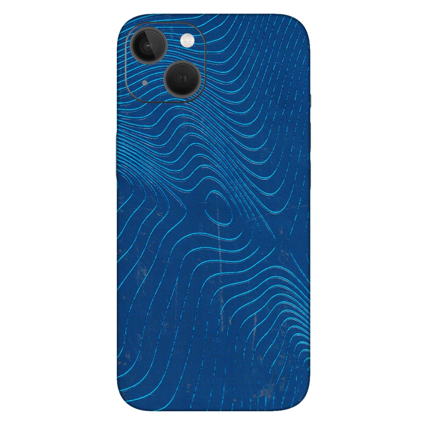 Apple iPhone Skins (All Models) - Abstract Blue Line Map - 3D Embossed Finish (L-272) iPhone 13