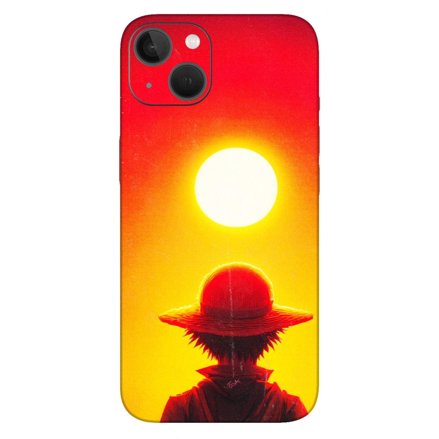 Apple iPhone Skins (All Models) - Cool Sunset With Monkey D.Luffy Anime - 3D Embossed Finish (L-329) iPhone 13