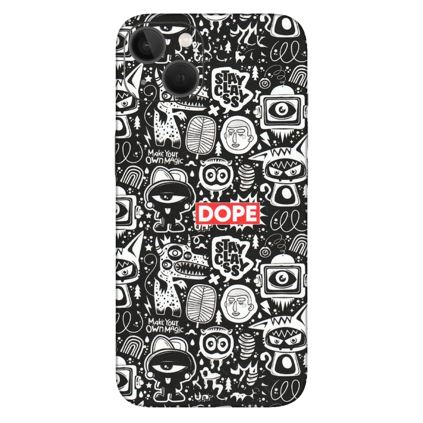 Apple iPhone Skins (All Models) - Dope Stay Classy Black Doodles - Matte Finish (M-126) iPhone 13