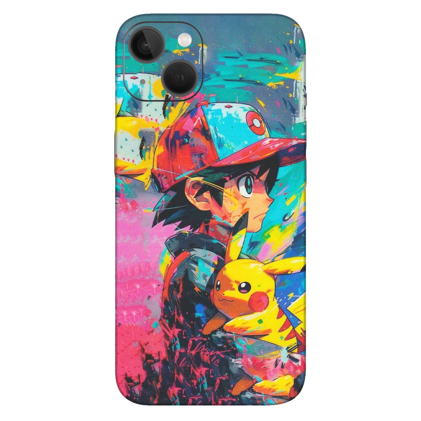 Apple iPhone Skins (All Models) - Ash & Pikachu - Matte Finish (M-26) iPhone 13