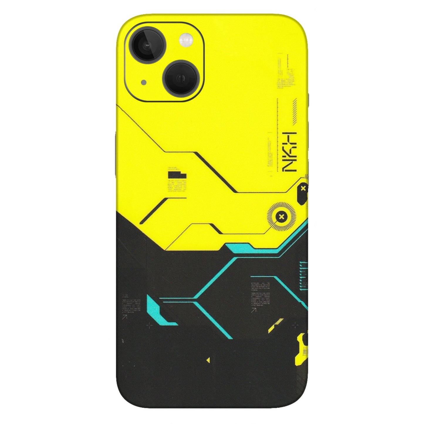 Apple iPhone Skins (All Models) - Black Yellow Technica - Matte Finish (M-53) iPhone 13