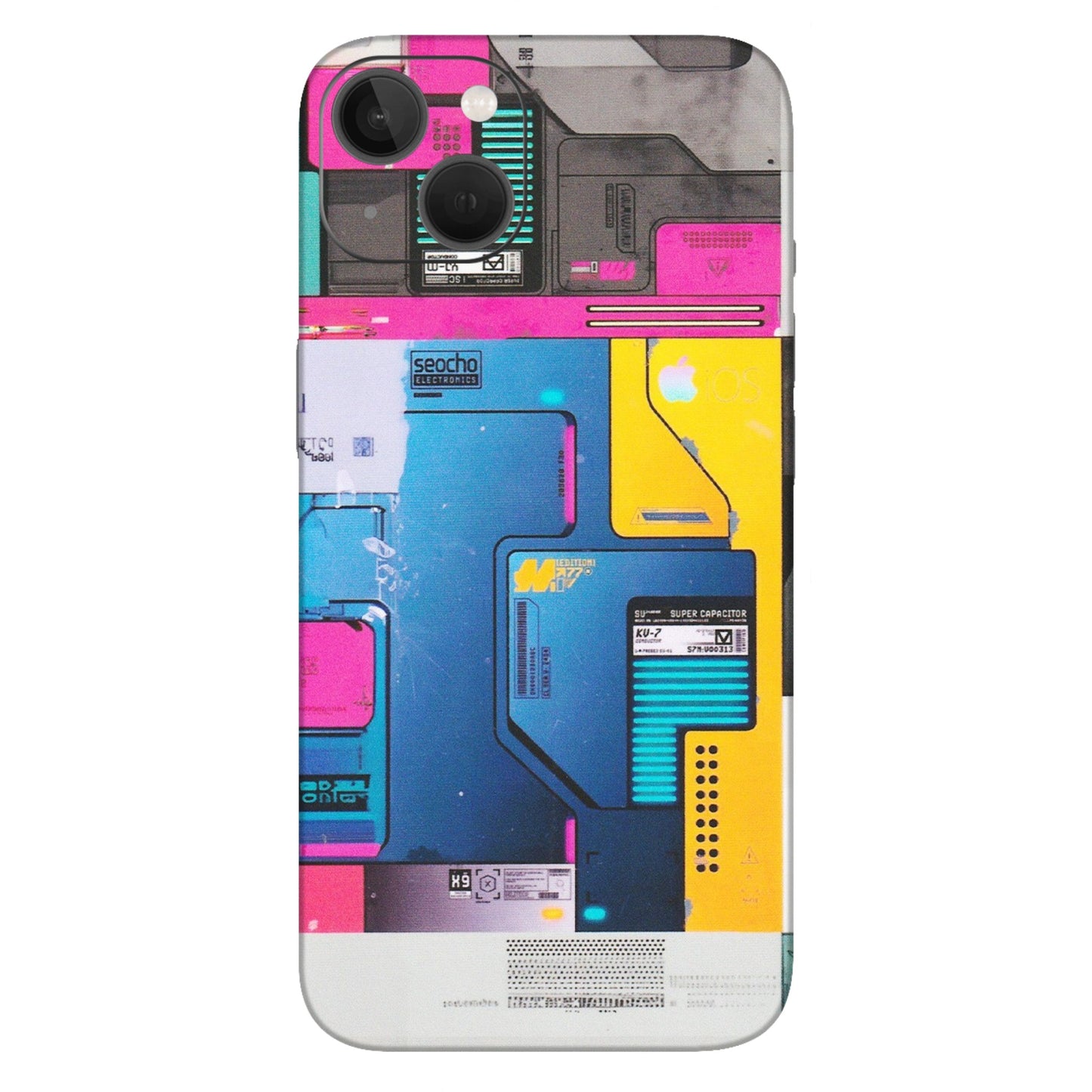 Apple iPhone Skins (All Models) - Colourfull Motherboard Internals - Matte Finish (M-55) iPhone 13