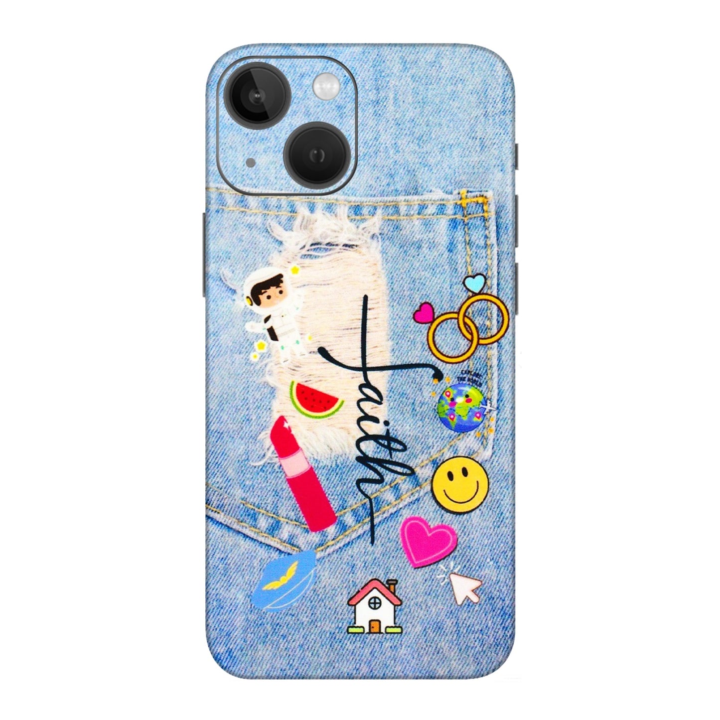 Apple iPhone Skins (All Models) - Denim Jeans Pocket - 3D Embossed Finish (L-134) iPhone 13 Mini