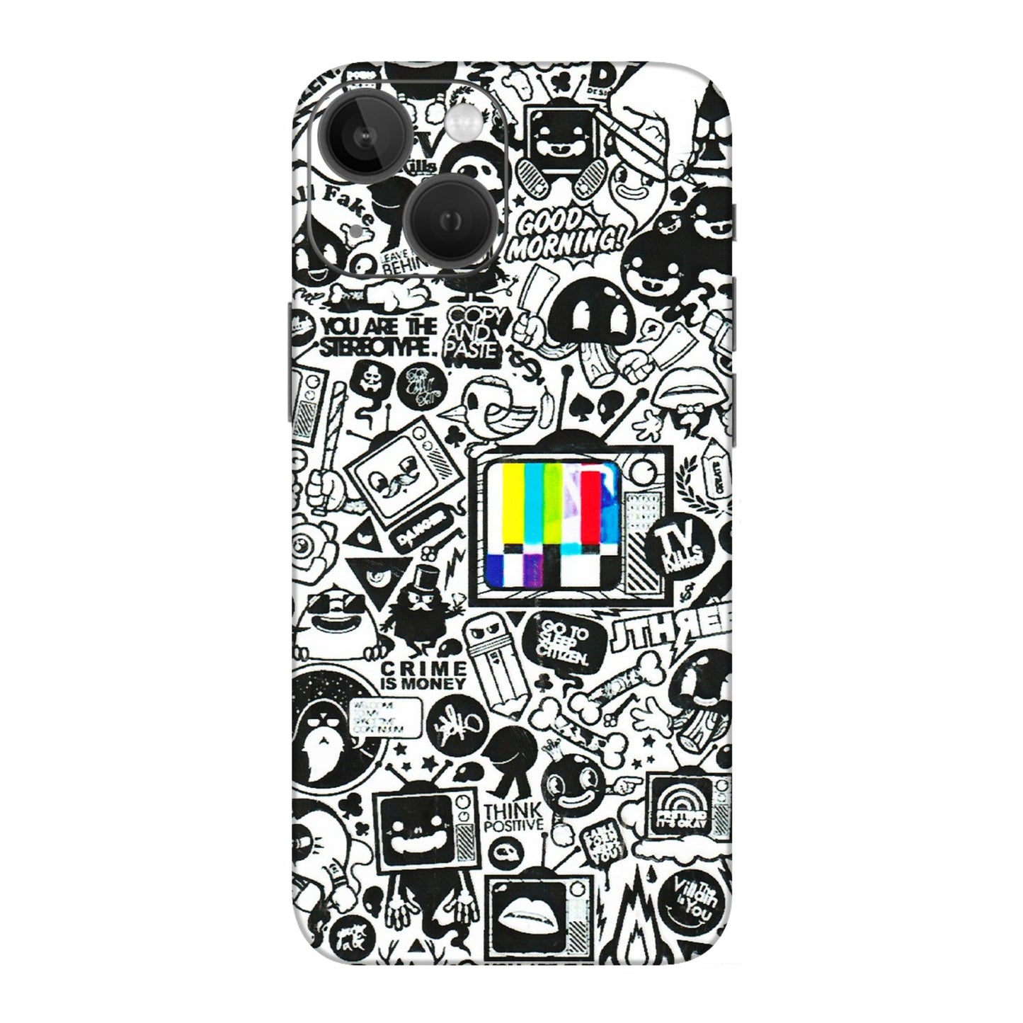 Apple iPhone Skins (All Models) - Doodles Positive Art - 3D Embossed Finish (L-263) iPhone 13 Mini