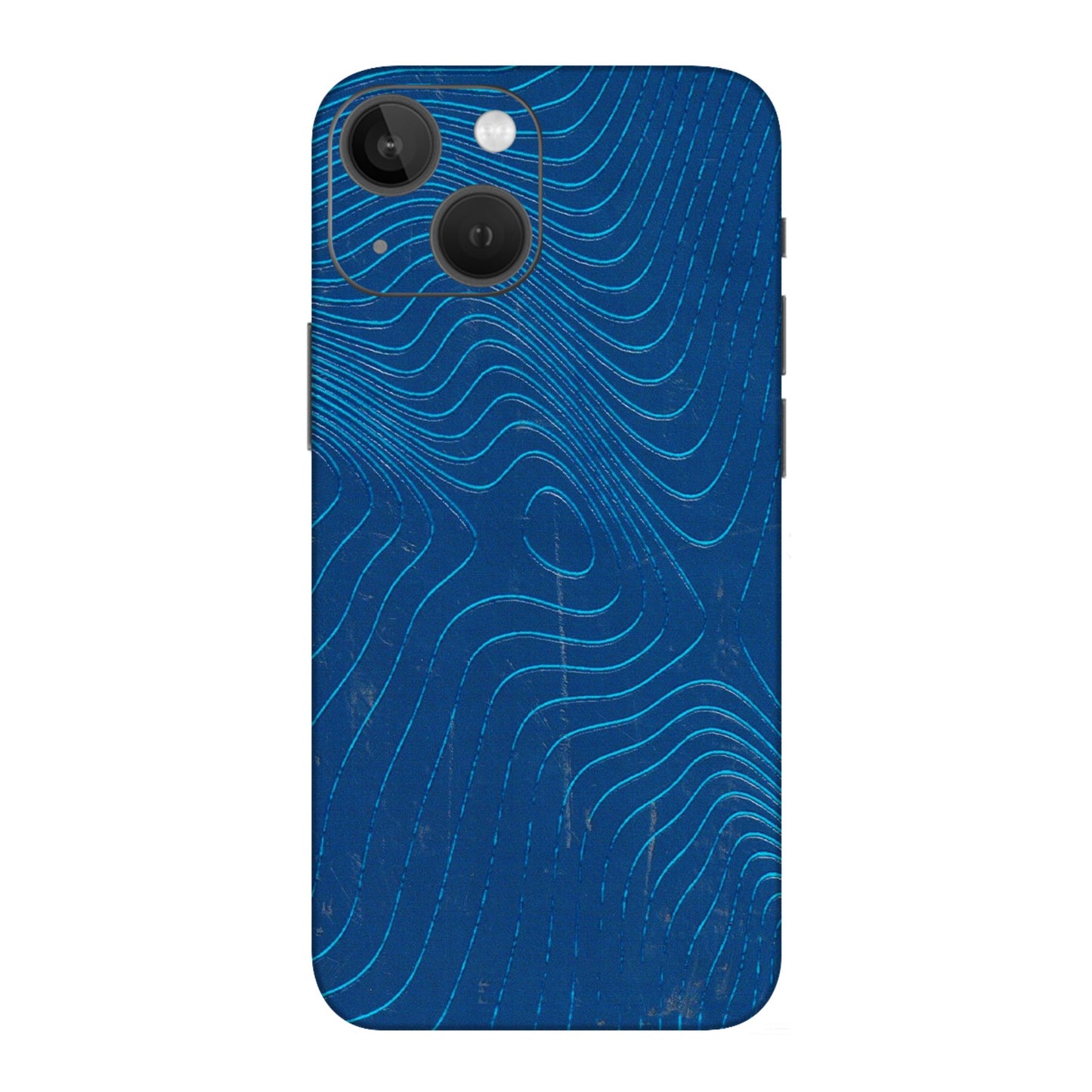 Apple iPhone Skins (All Models) - Abstract Blue Line Map - 3D Embossed Finish (L-272) iPhone 13 Mini