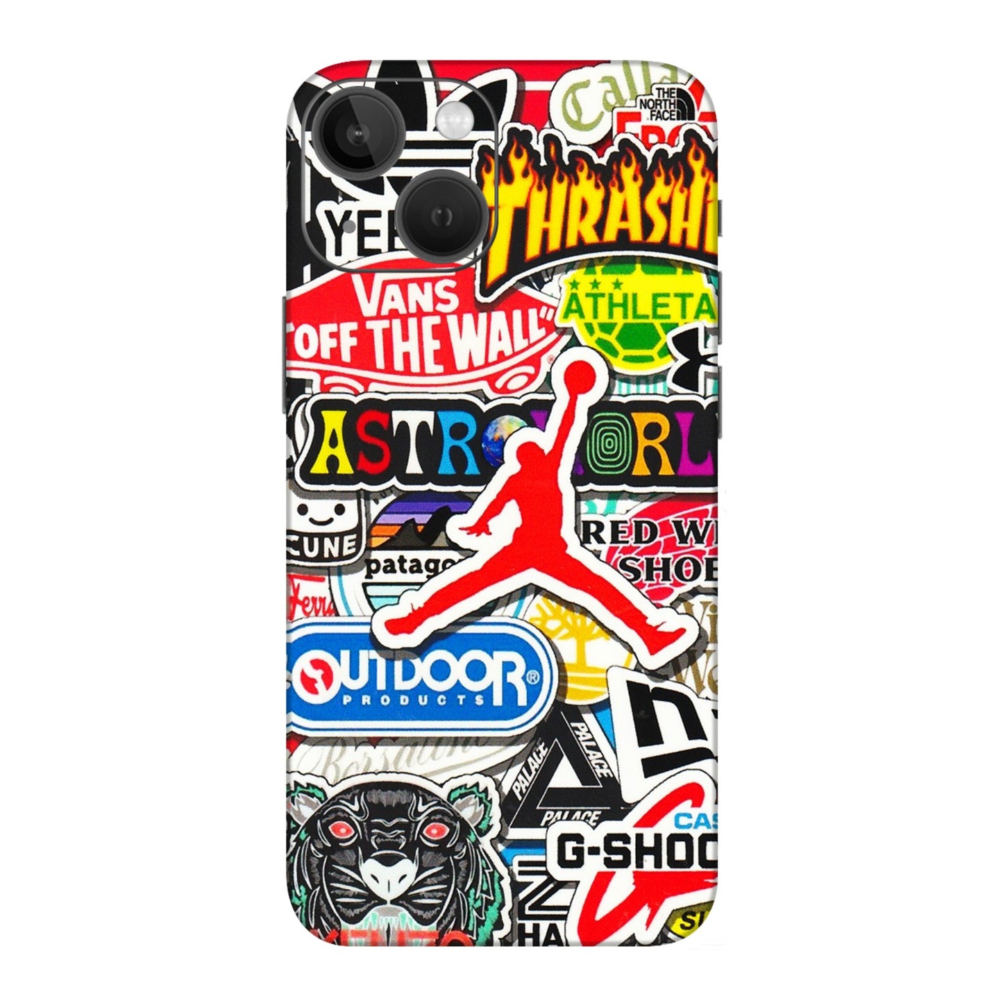 Apple iPhone Skins (All Models) - Multi Brands Sticker Graffiti - 3D Embossed Finish (L-37) iPhone 13 Mini