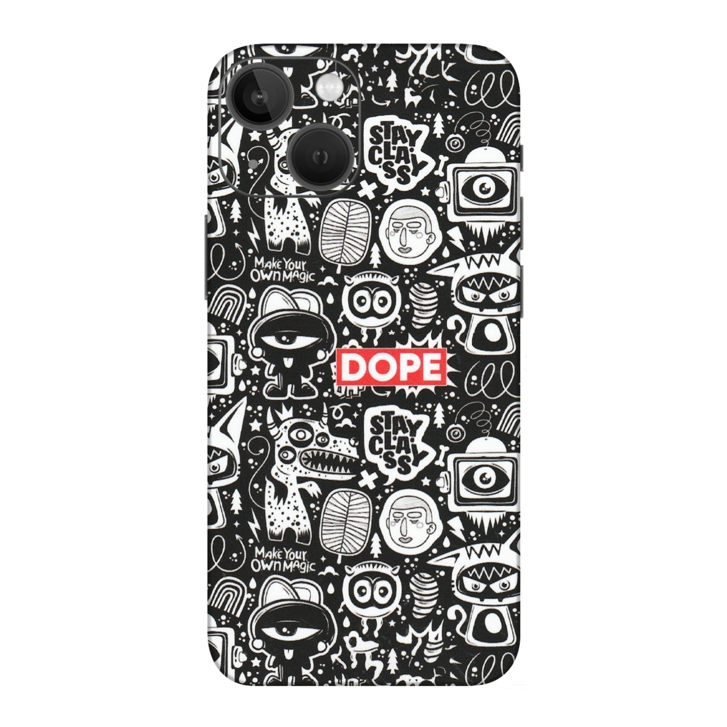 Apple iPhone Skins (All Models) - Dope Stay Classy Black Doodles - Matte Finish (M-126) iPhone 13 Mini
