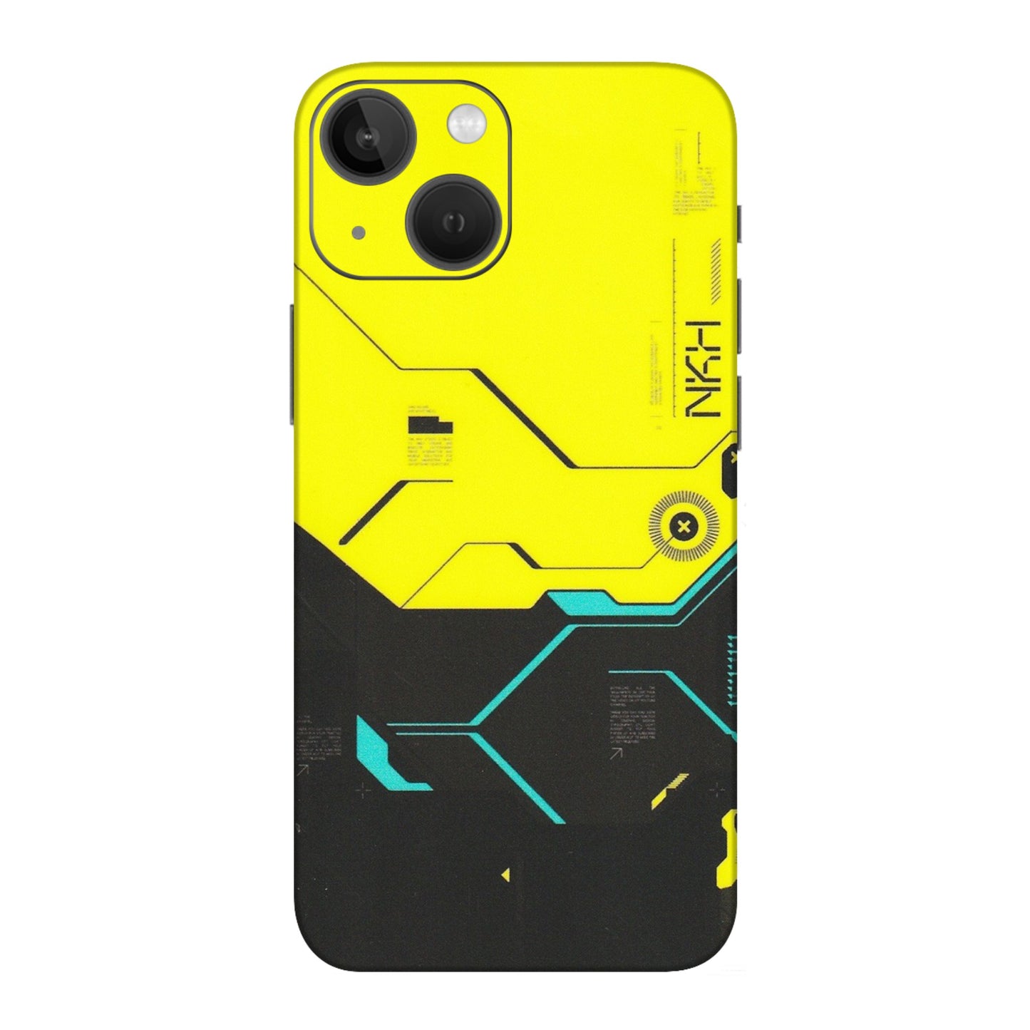 Apple iPhone Skins (All Models) - Black Yellow Technica - Matte Finish (M-53) iPhone 13 Mini
