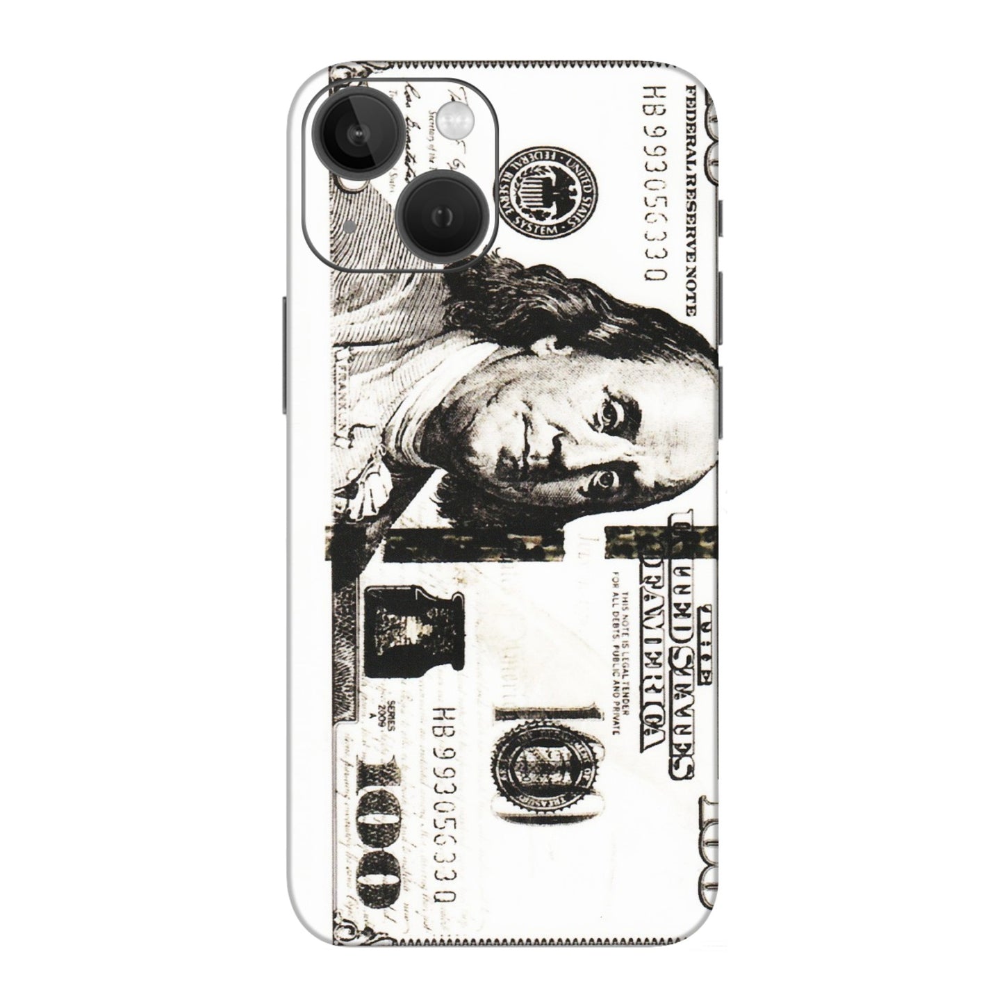 Apple iPhone Skins (All Models) - 100 Dollar Currency - Transparent Finish (T-01) iPhone 13 Mini