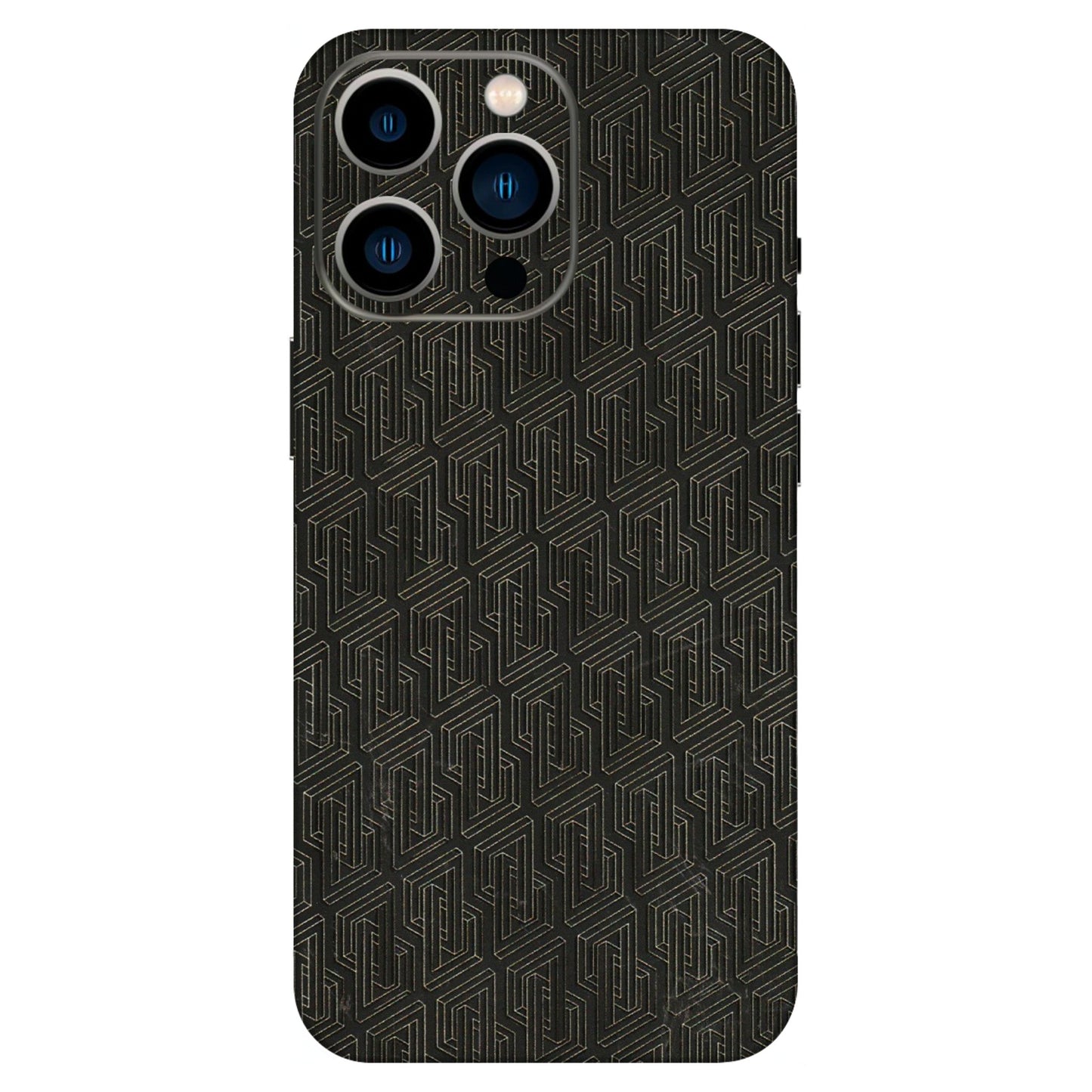 Apple iPhone Skins (All Models) - Black Abstract Pattern - 3D Embossed Finish (L-117) iPhone 13 Pro
