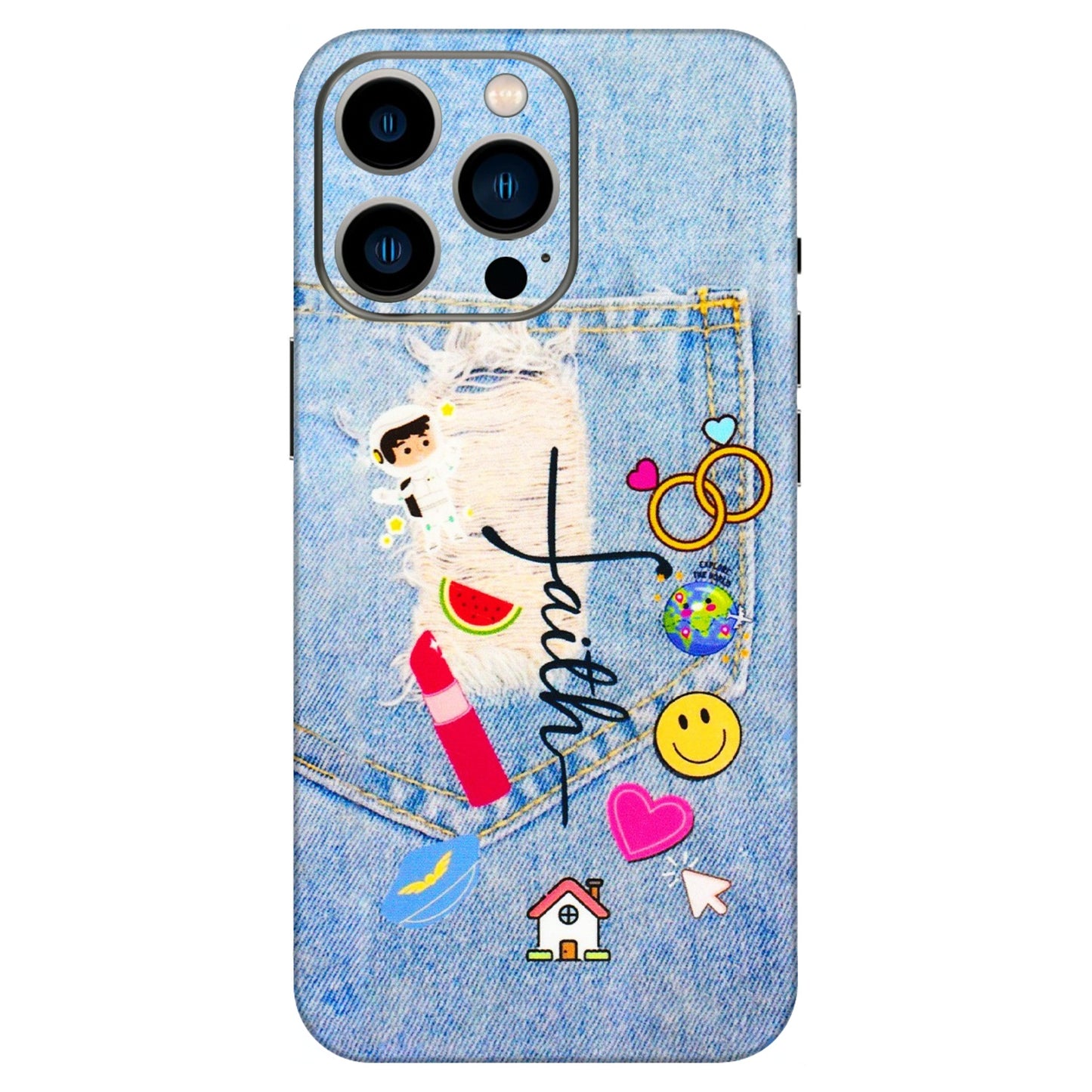 Apple iPhone Skins (All Models) - Denim Jeans Pocket - 3D Embossed Finish (L-134) iPhone 13 Pro