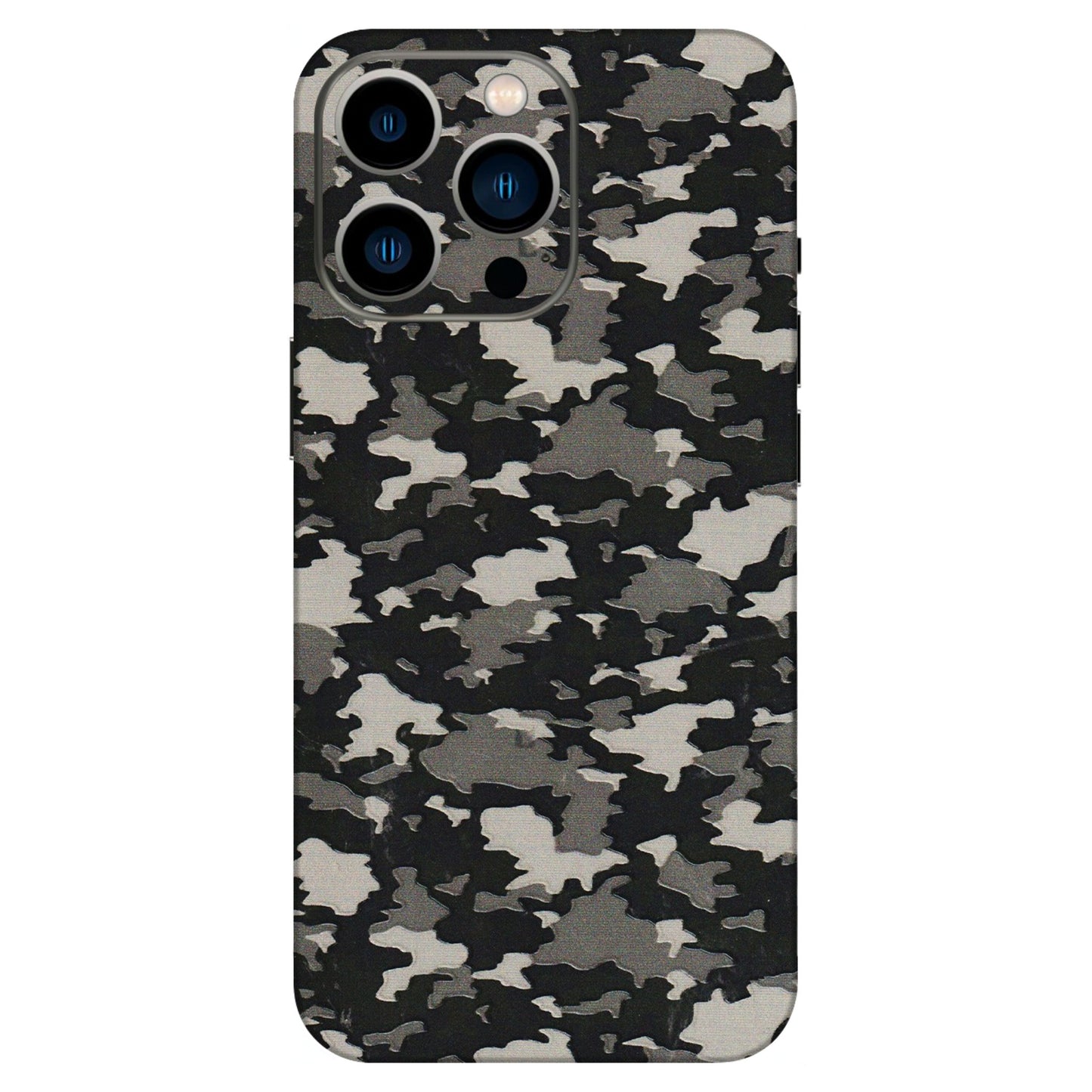 Apple iPhone Skins (All Models) - Black/Grey Camoflaunge - 3D Embossed Finish (L-142) iPhone 13 Pro