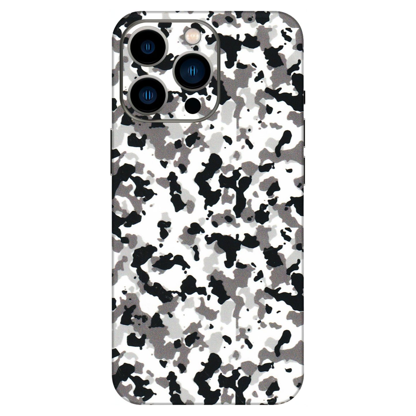 Apple iPhone Skins (All Models) - White Black Camouflage - 3D Embossed Finish (L-18) iPhone 13 Pro