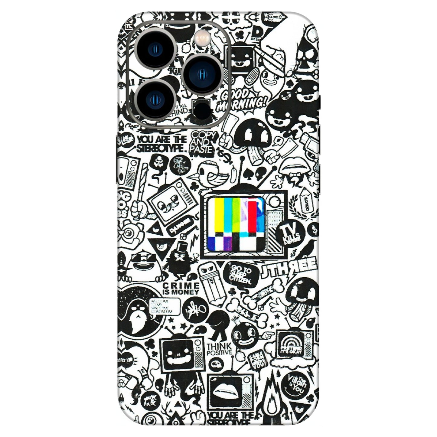 Apple iPhone Skins (All Models) - Doodles Positive Art - 3D Embossed Finish (L-263) iPhone 13 Pro