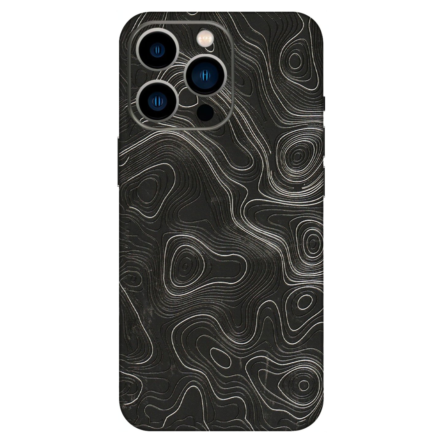 Apple iPhone Skins (All Models) - Abstract White Line Map - 3D Embossed Finish (L-269) iPhone 13 Pro
