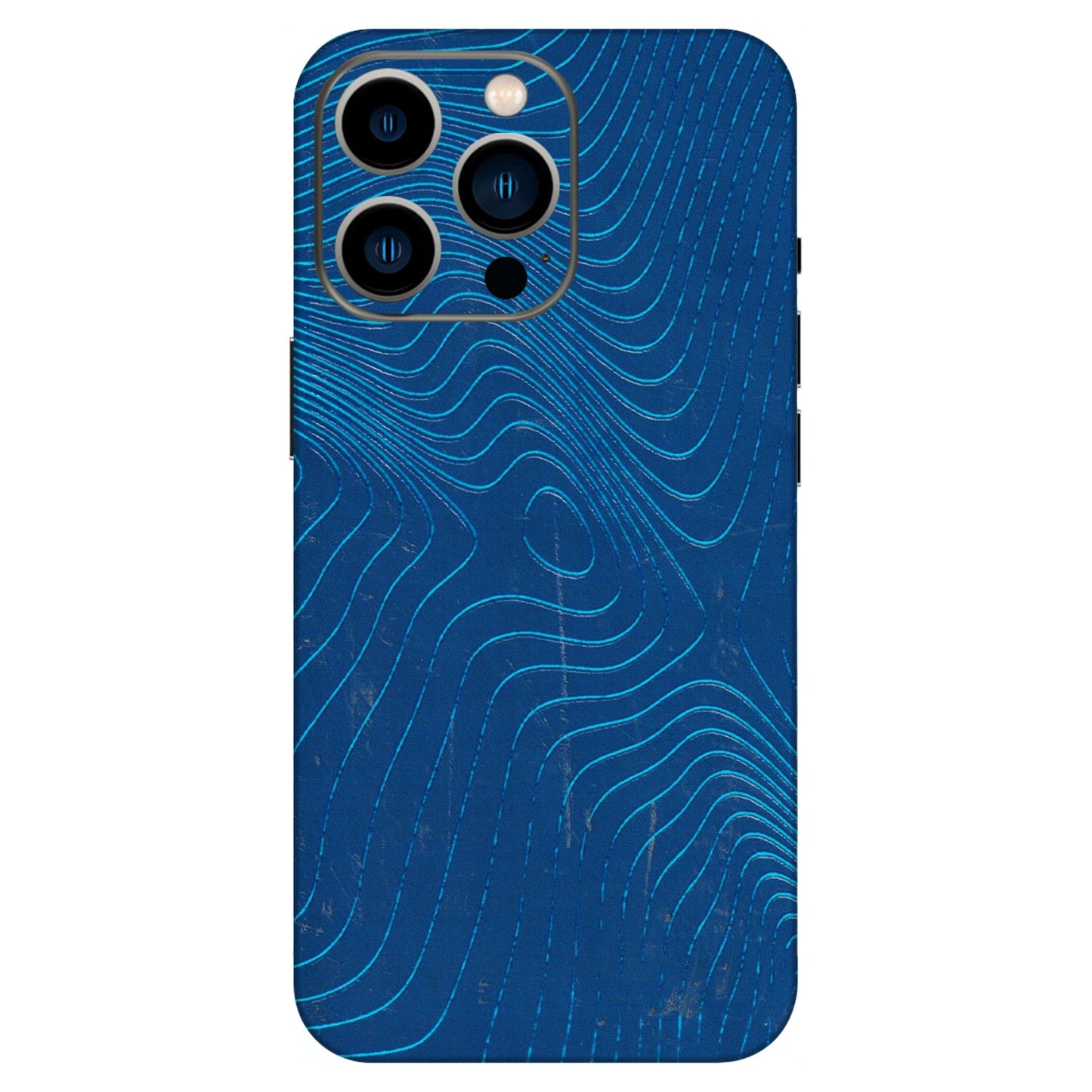Apple iPhone Skins (All Models) - Abstract Blue Line Map - 3D Embossed Finish (L-272) iPhone 13 Pro