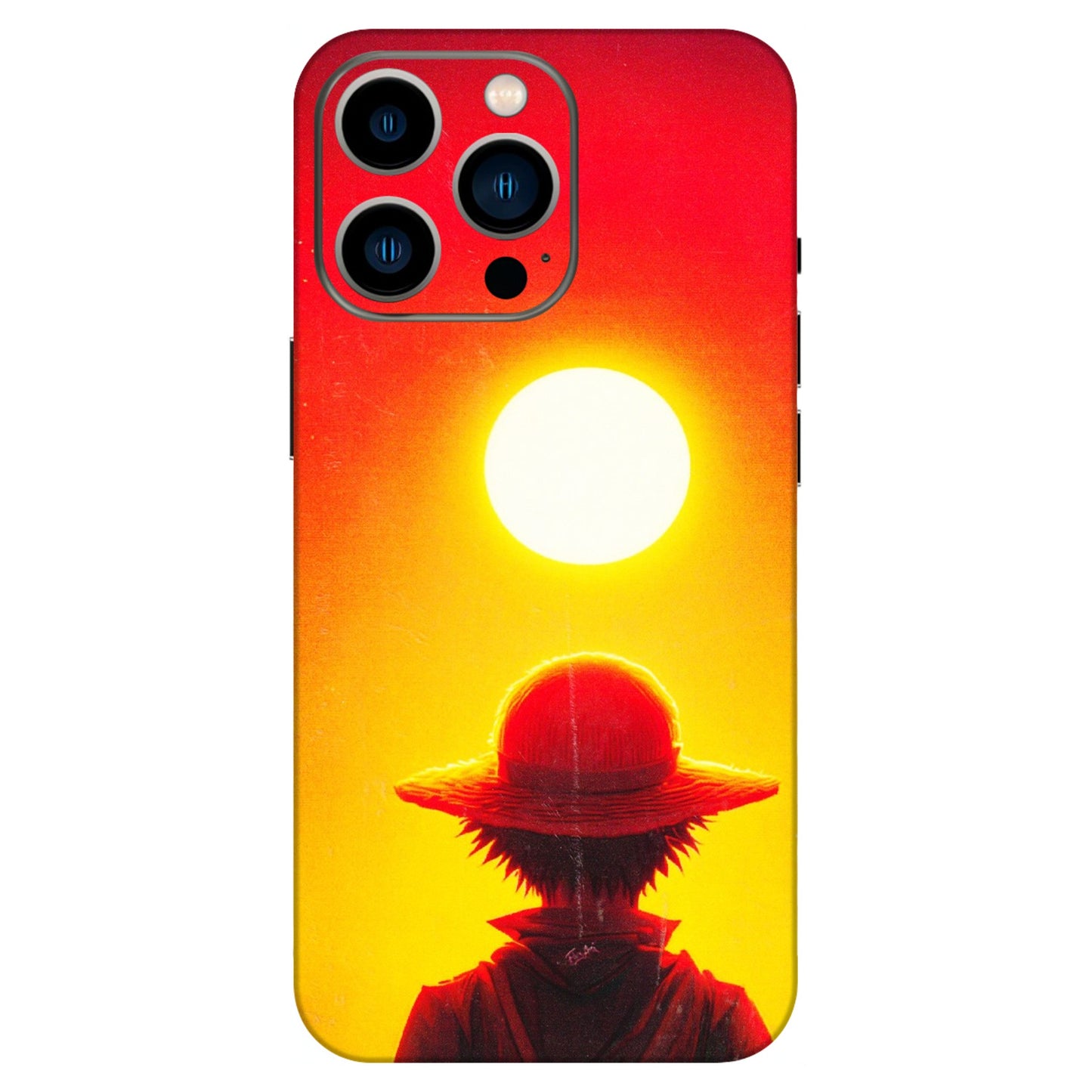 Apple iPhone Skins (All Models) - Cool Sunset With Monkey D.Luffy Anime - 3D Embossed Finish (L-329) iPhone 13 Pro