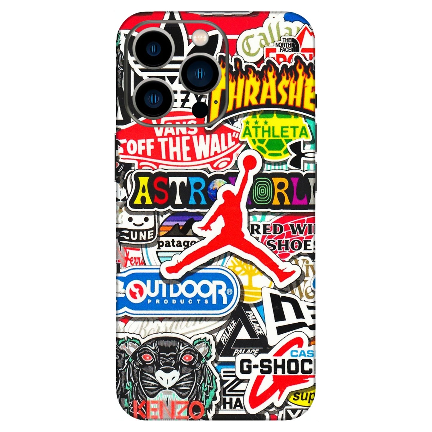 Apple iPhone Skins (All Models) - Multi Brands Sticker Graffiti - 3D Embossed Finish (L-37) iPhone 13 Pro