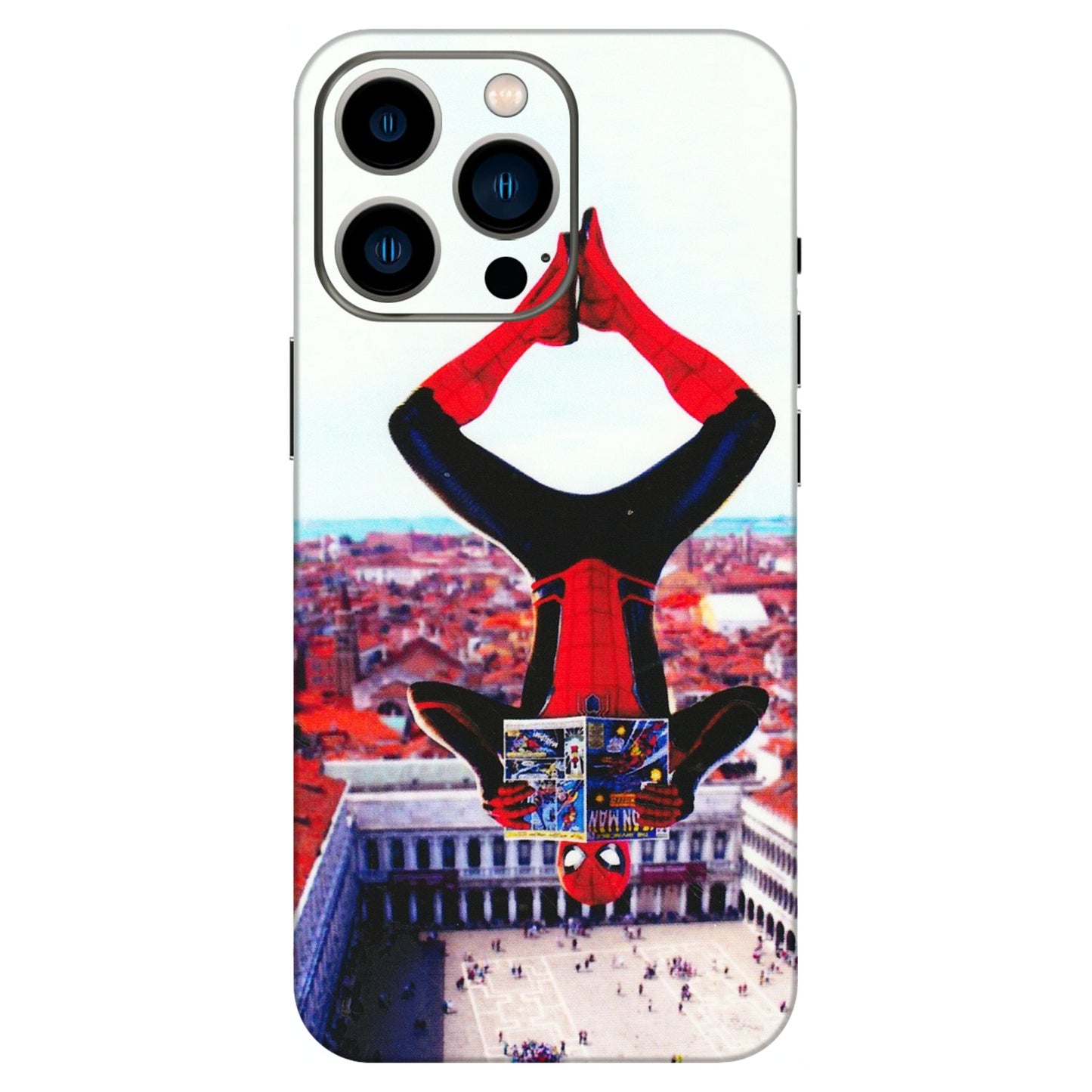 Apple iPhone Skins (All Models) - Spiderman Hanging - 3D Embossed Finish (L-53) iPhone 13 Pro