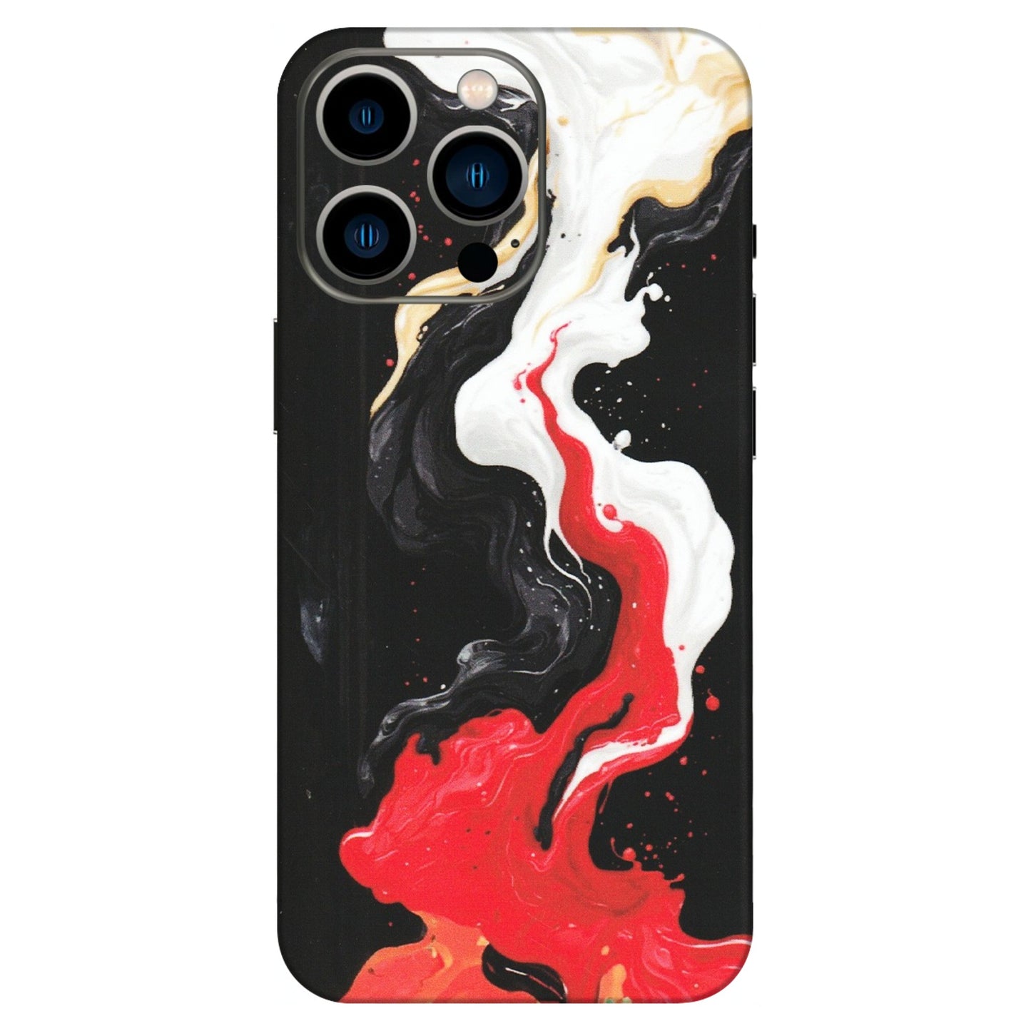 Apple iPhone Skins (All Models) - Black Red White Paint Splash Fusion - Matte Finish (M-56) iPhone 13 Pro