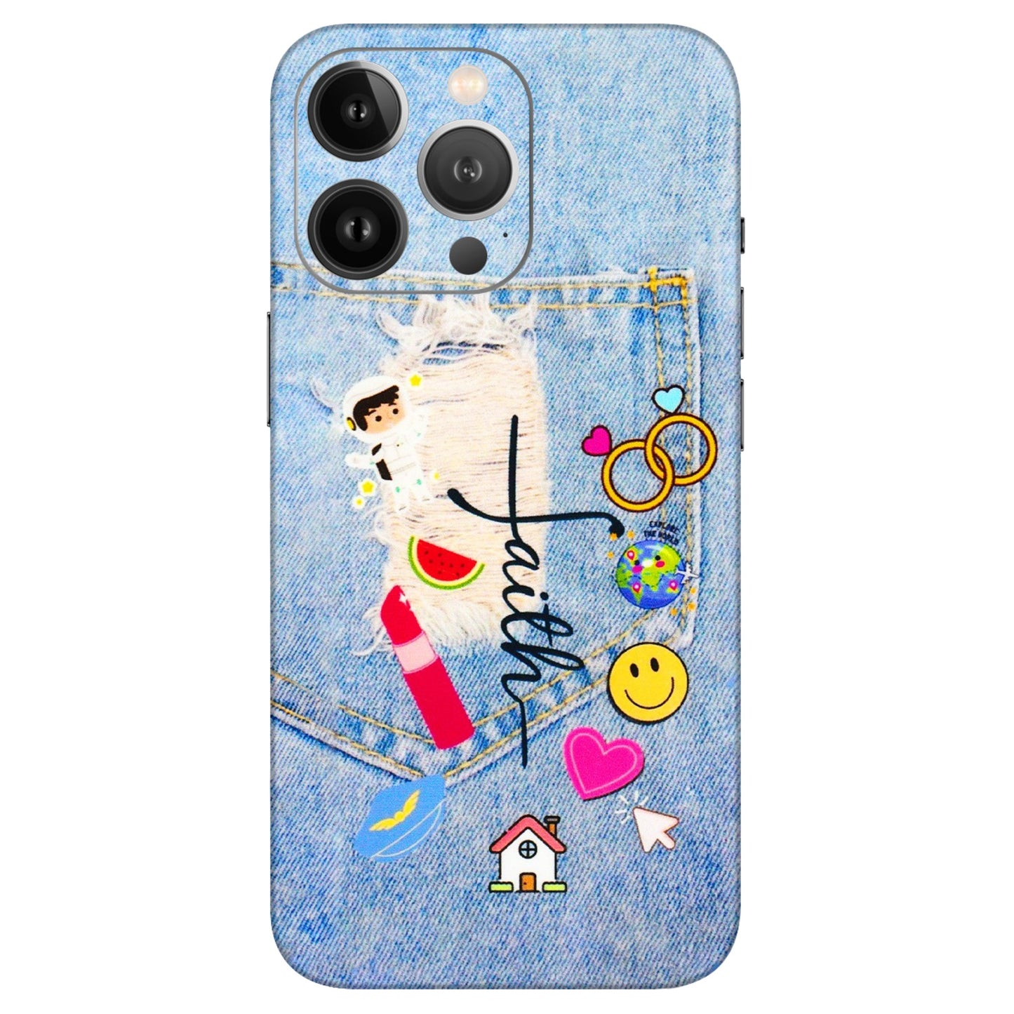 Apple iPhone Skins (All Models) - Denim Jeans Pocket - 3D Embossed Finish (L-134) iPhone 13 Pro Max