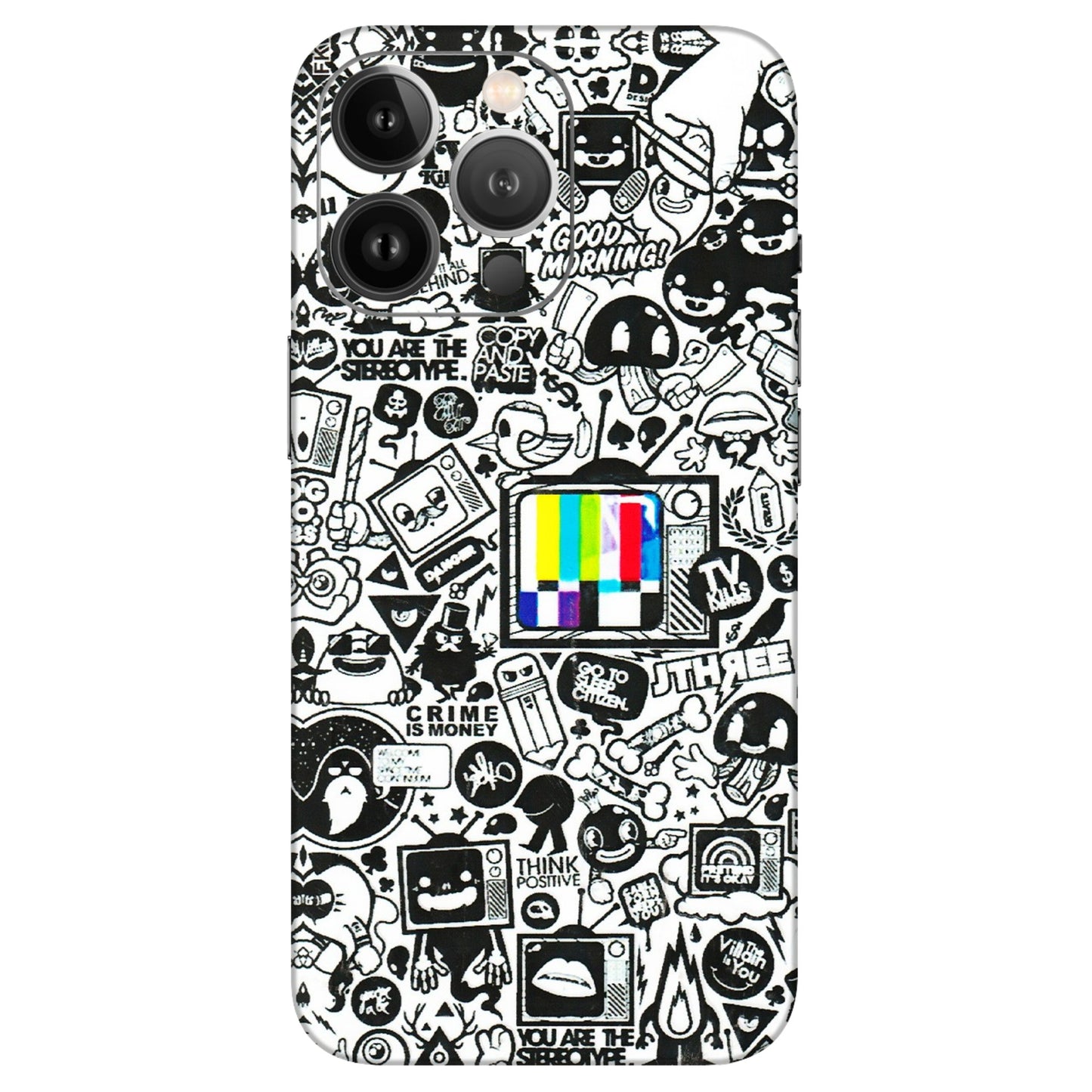 Apple iPhone Skins (All Models) - Doodles Positive Art - 3D Embossed Finish (L-263) iPhone 13 Pro Max