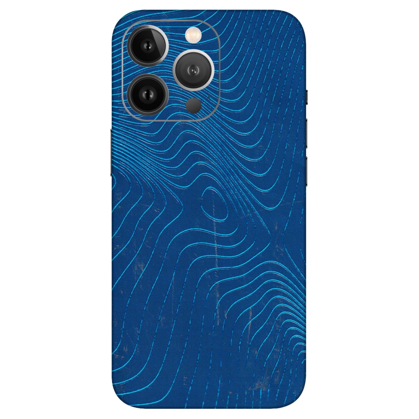 Apple iPhone Skins (All Models) - Abstract Blue Line Map - 3D Embossed Finish (L-272) iPhone 13 Pro Max