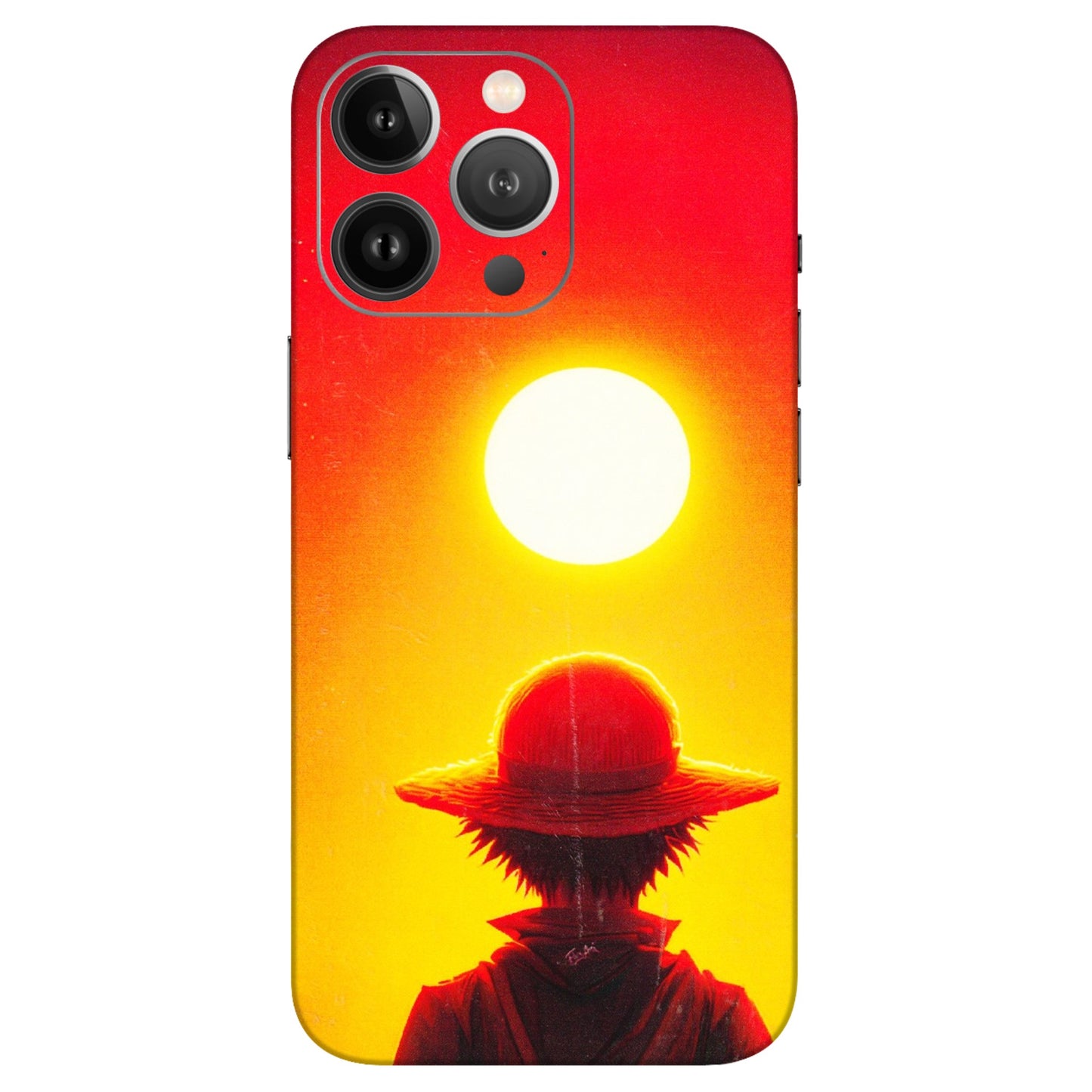 Apple iPhone Skins (All Models) - Cool Sunset With Monkey D.Luffy Anime - 3D Embossed Finish (L-329) iPhone 13 Pro Max