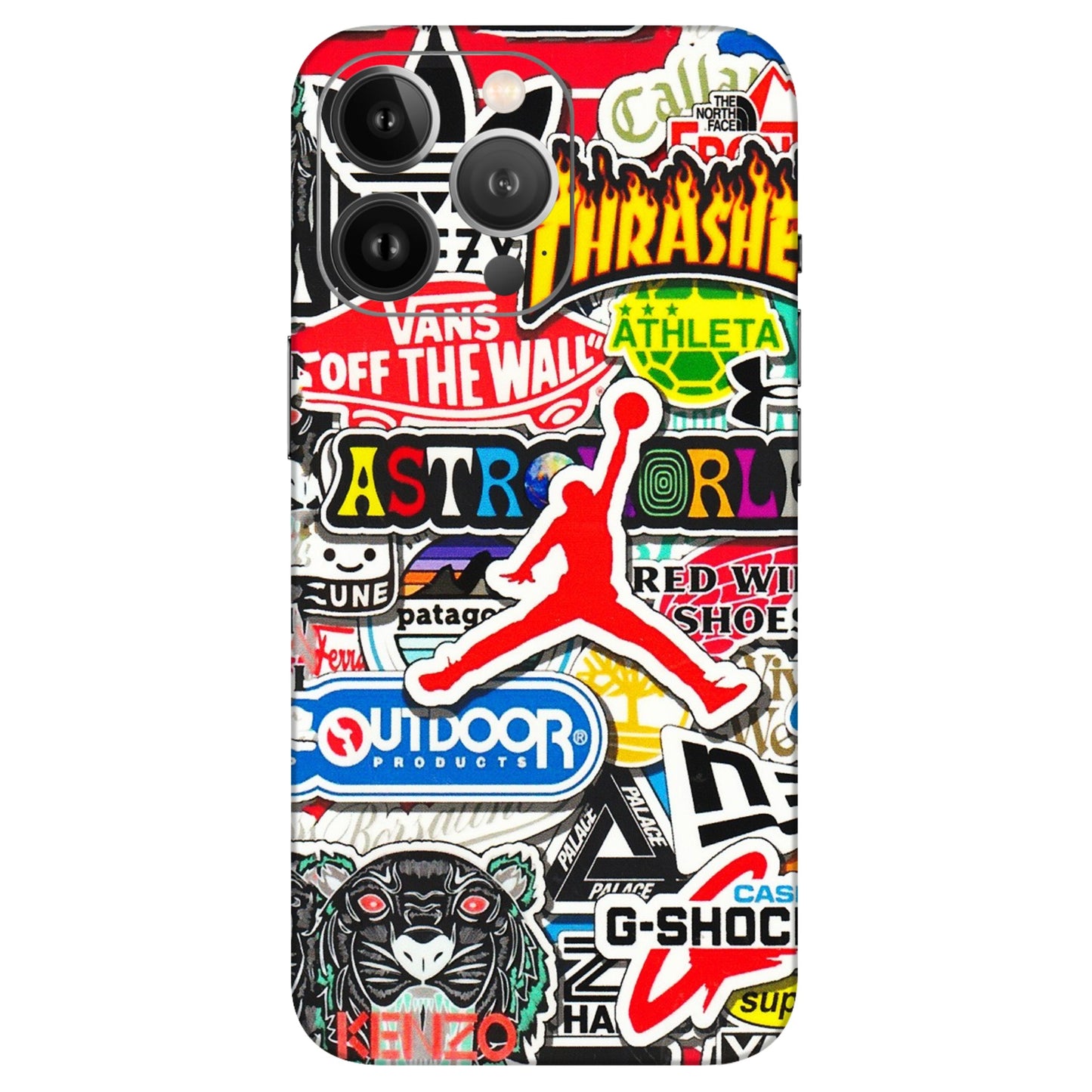 Apple iPhone Skins (All Models) - Multi Brands Sticker Graffiti - 3D Embossed Finish (L-37) iPhone 13 Pro Max