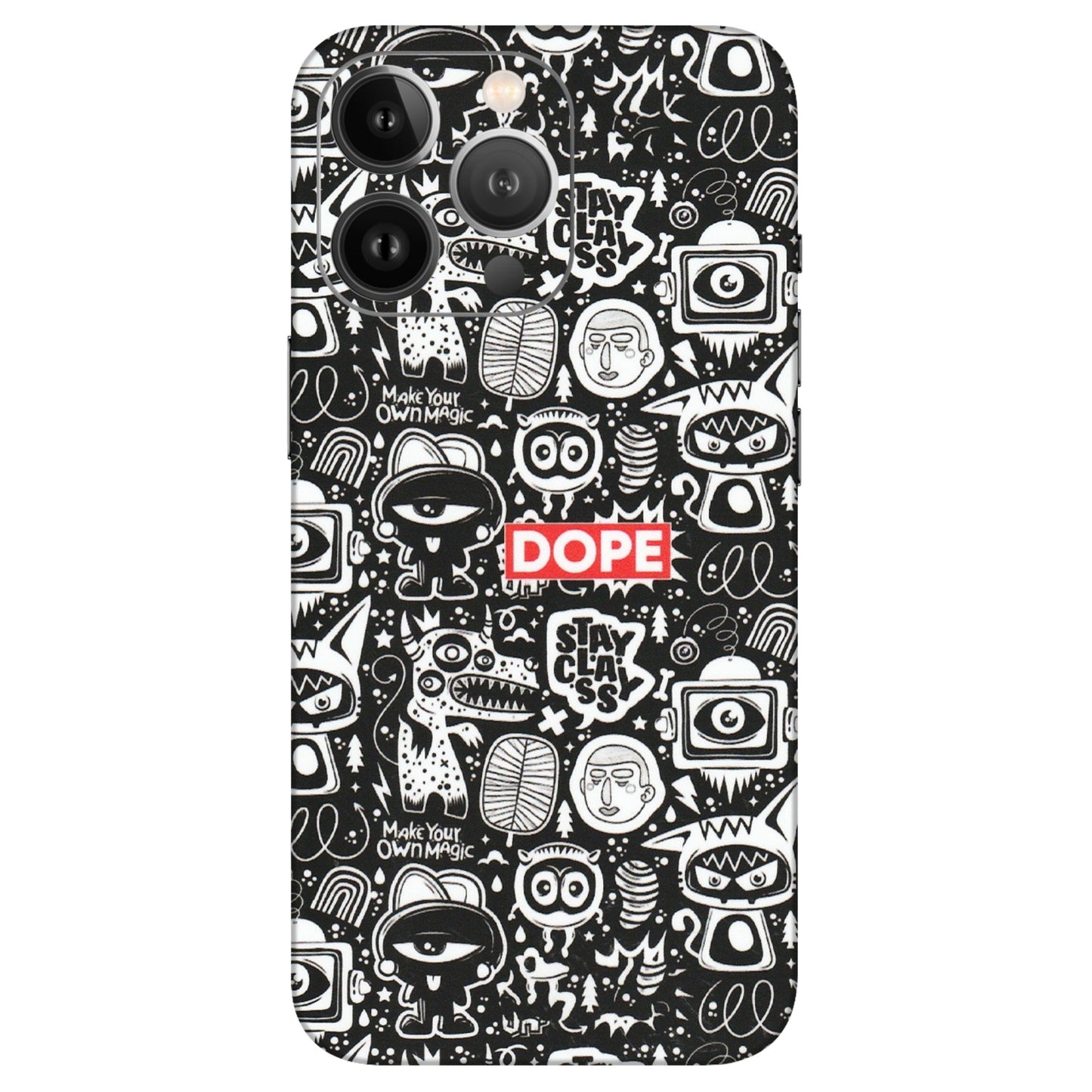 Apple iPhone Skins (All Models) - Dope Stay Classy Black Doodles - Matte Finish (M-126) iPhone 13 Pro Max