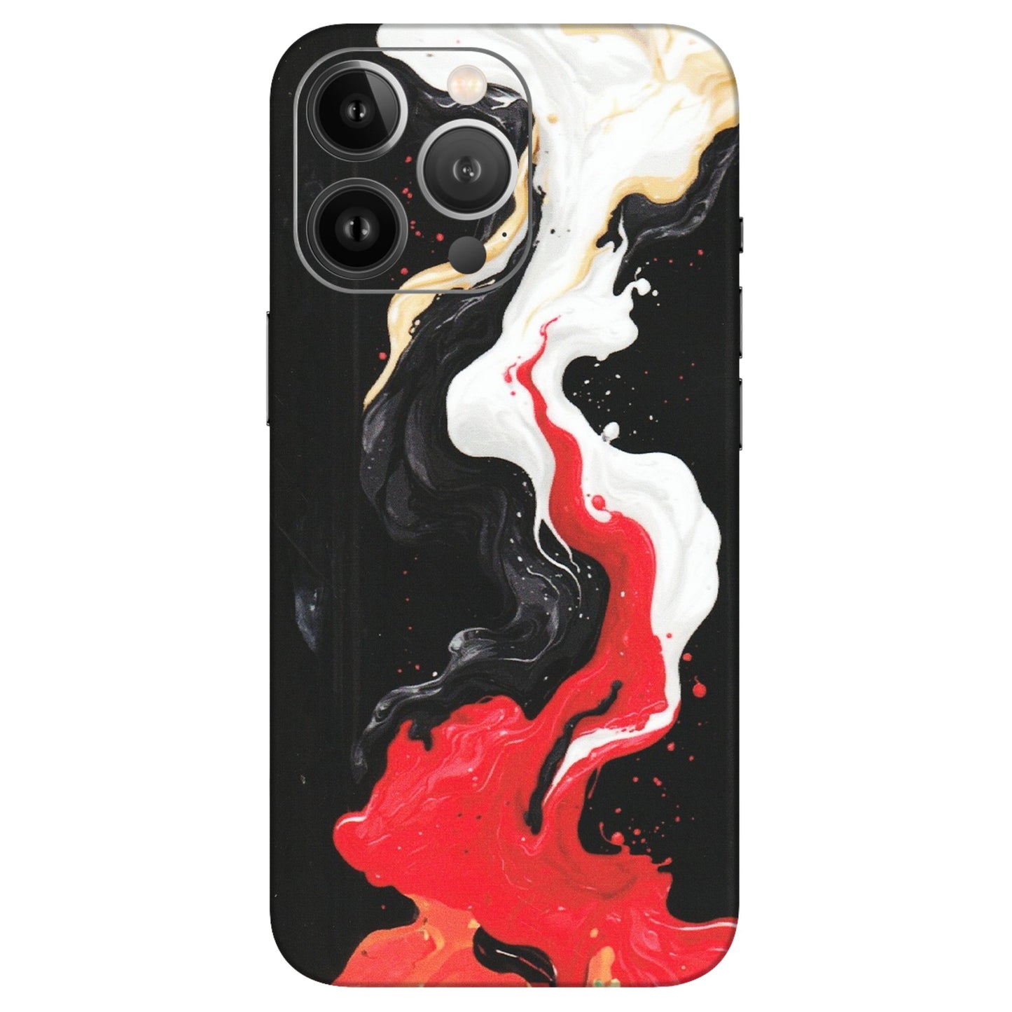 Apple iPhone Skins (All Models) - Black Red White Paint Splash Fusion - Matte Finish (M-56) iPhone 13 Pro Max
