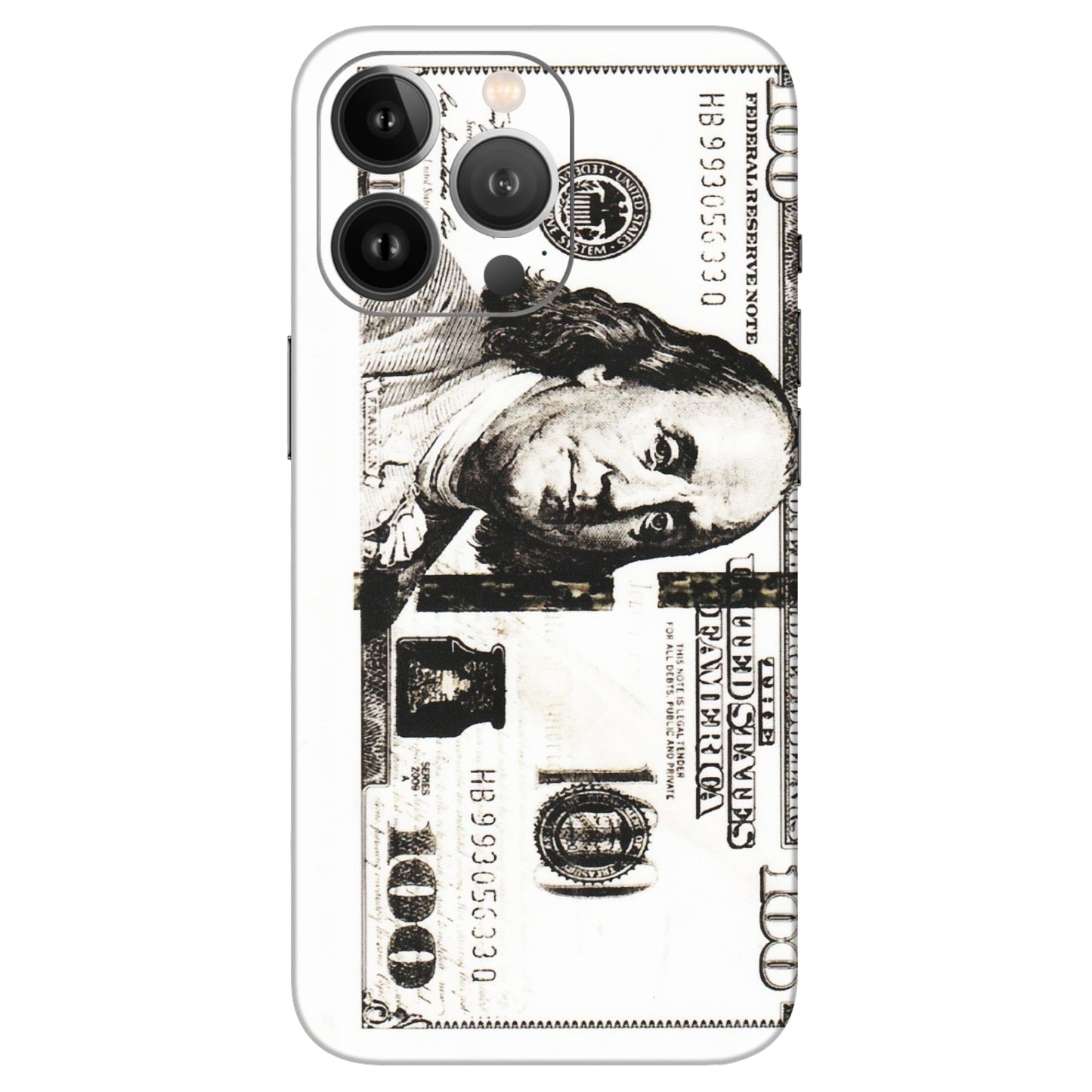 Apple iPhone Skins (All Models) - 100 Dollar Currency - Transparent Finish (T-01) iPhone 13 Pro Max