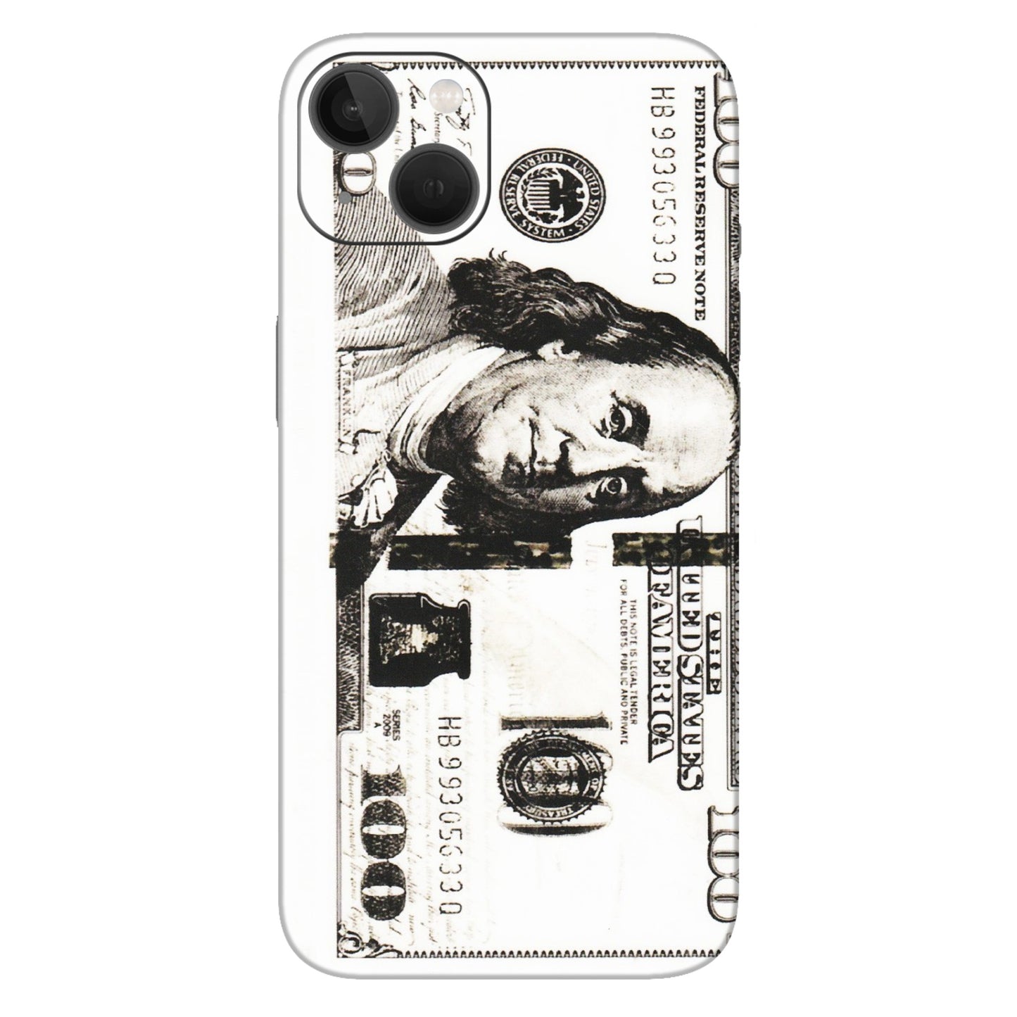 Apple iPhone Skins (All Models) - 100 Dollar Currency - Transparent Finish (T-01) iPhone 13