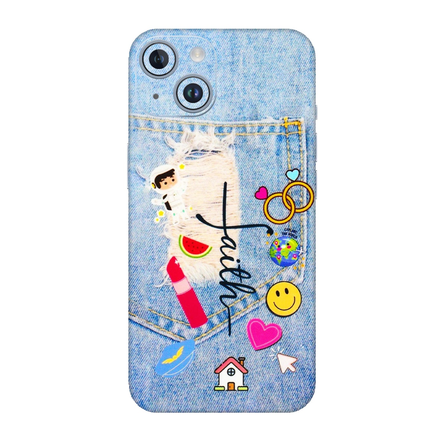 Apple iPhone Skins (All Models) - Denim Jeans Pocket - 3D Embossed Finish (L-134) iPhone 14
