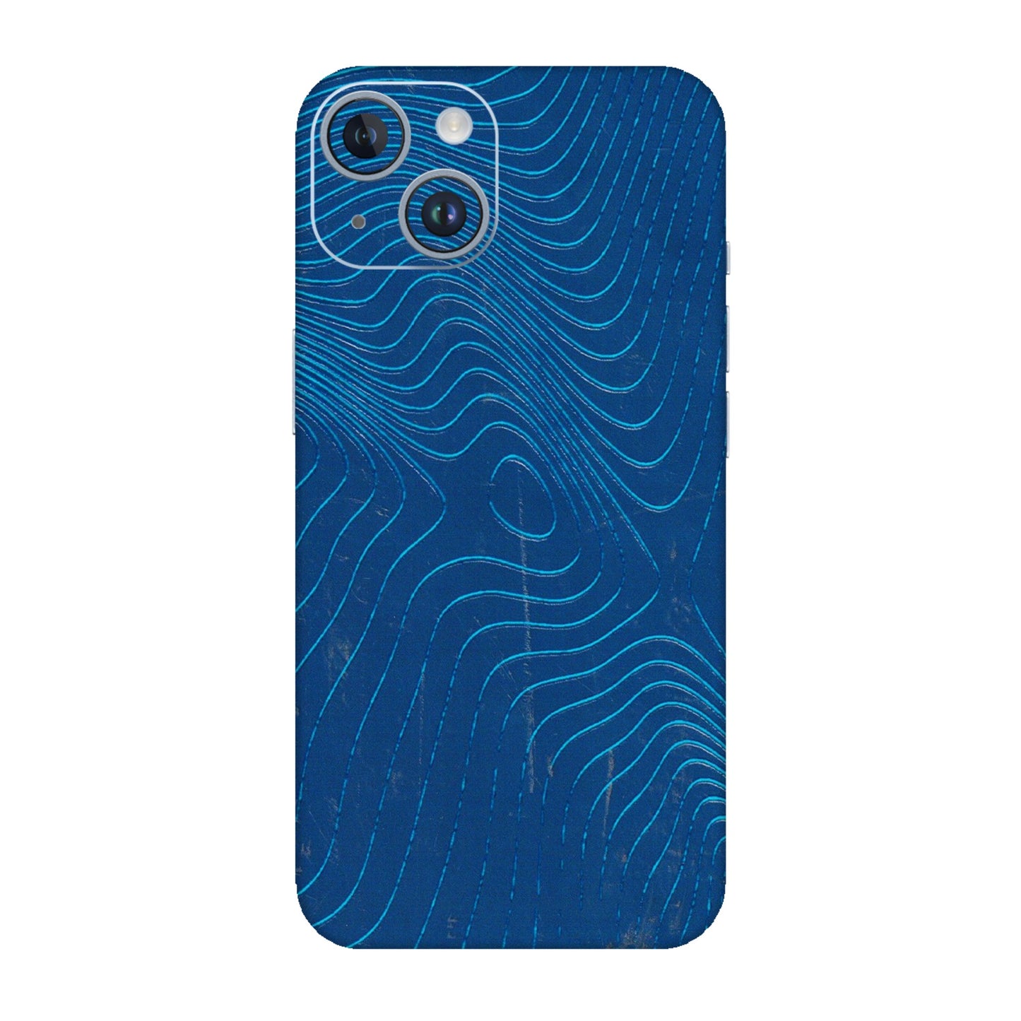 Apple iPhone Skins (All Models) - Abstract Blue Line Map - 3D Embossed Finish (L-272) iPhone 14