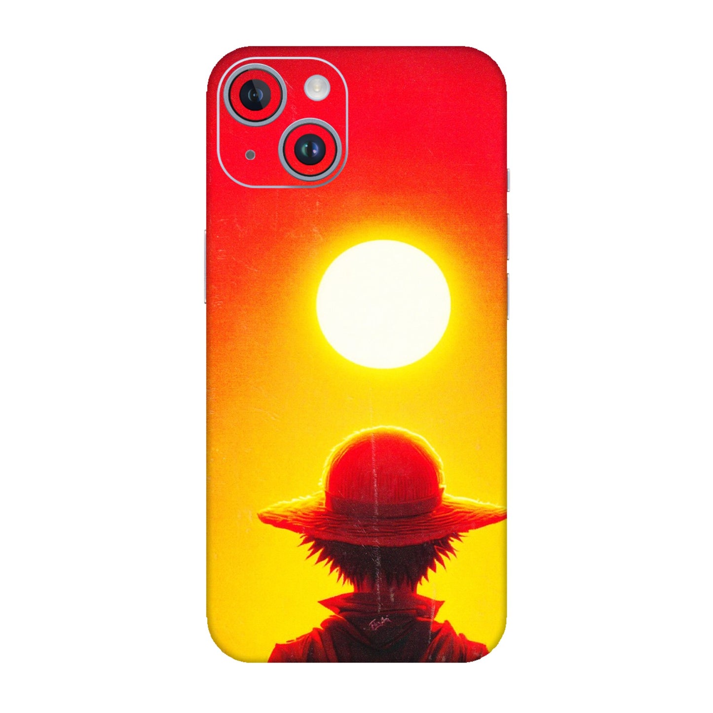 Apple iPhone Skins (All Models) - Cool Sunset With Monkey D.Luffy Anime - 3D Embossed Finish (L-329) iPhone 14