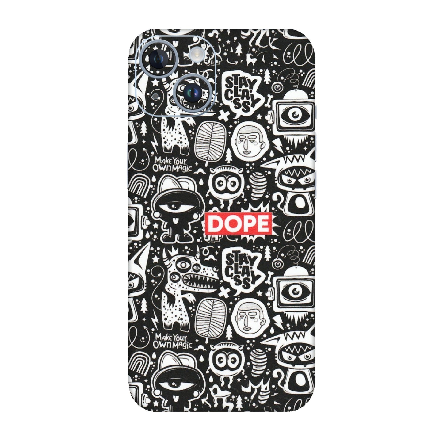 Apple iPhone Skins (All Models) - Dope Stay Classy Black Doodles - Matte Finish (M-126) iPhone 14