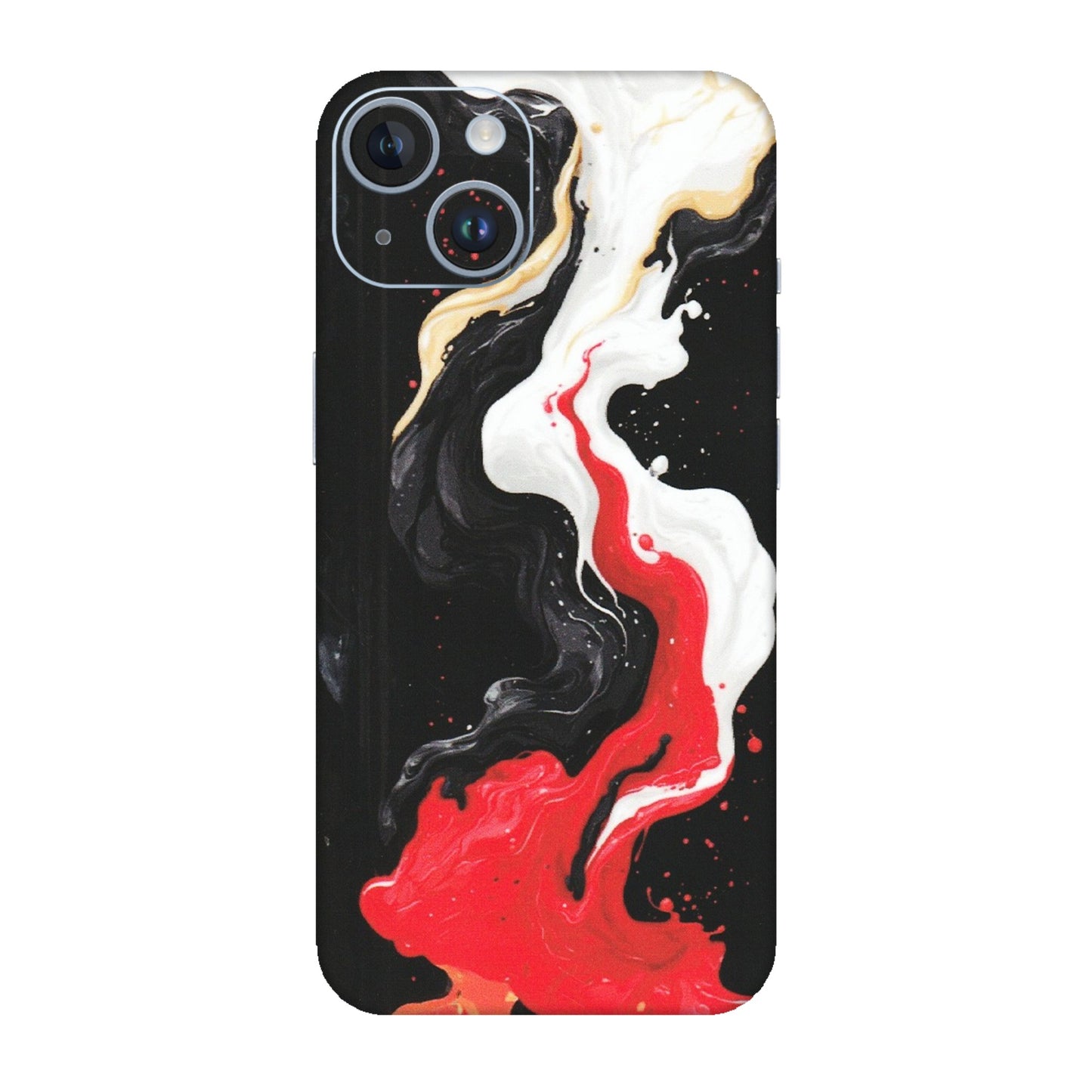 Apple iPhone Skins (All Models) - Black Red White Paint Splash Fusion - Matte Finish (M-56) iPhone 14