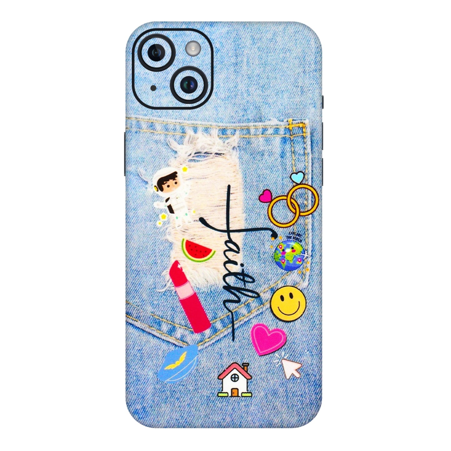 Apple iPhone Skins (All Models) - Denim Jeans Pocket - 3D Embossed Finish (L-134) iPhone 14 Plus