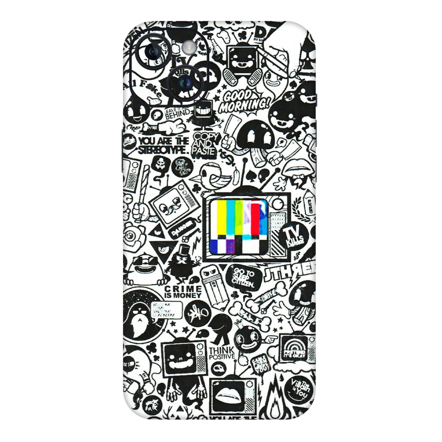 Apple iPhone Skins (All Models) - Doodles Positive Art - 3D Embossed Finish (L-263) iPhone 14 Plus