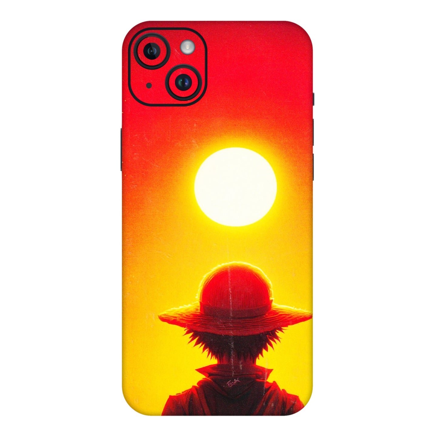 Apple iPhone Skins (All Models) - Cool Sunset With Monkey D.Luffy Anime - 3D Embossed Finish (L-329) iPhone 14 Plus