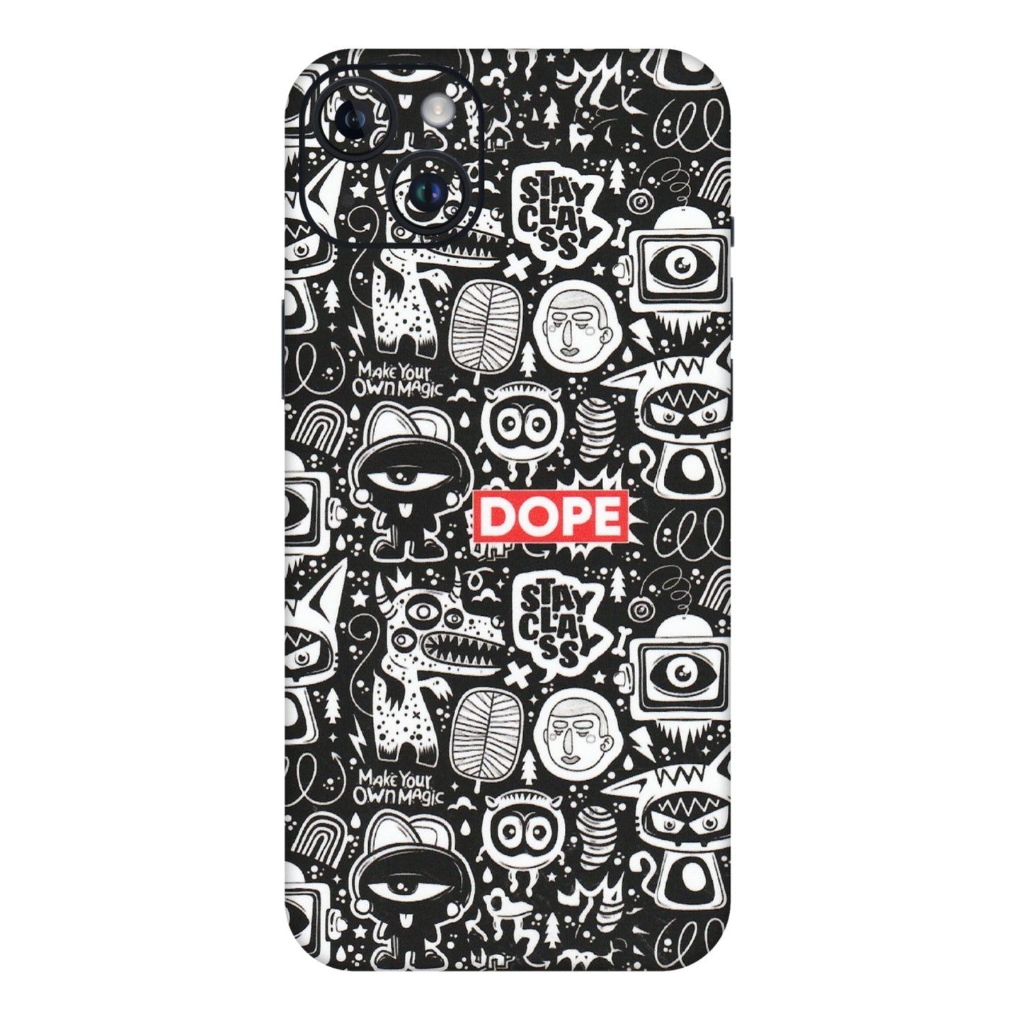 Apple iPhone Skins (All Models) - Dope Stay Classy Black Doodles - Matte Finish (M-126) iPhone 14 Plus