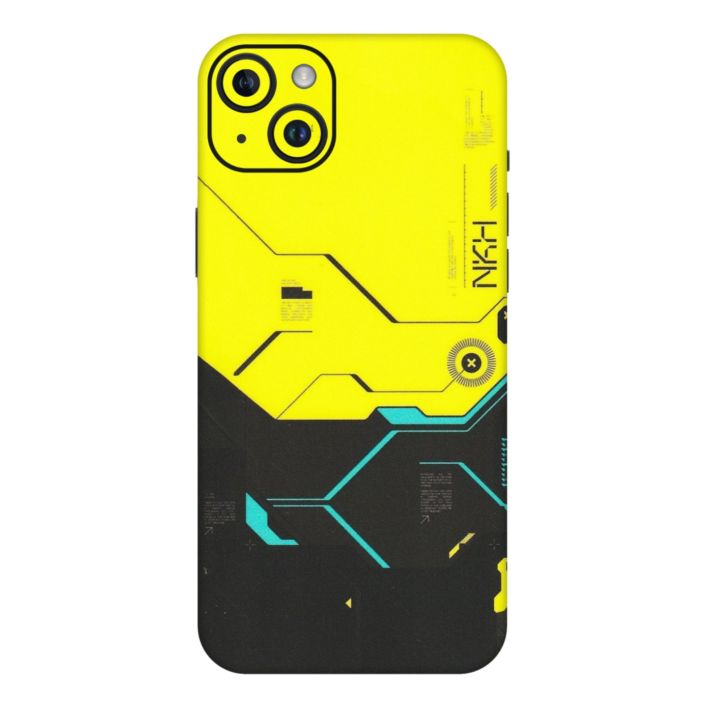Apple iPhone Skins (All Models) - Black Yellow Technica - Matte Finish (M-53) iPhone 14 Plus