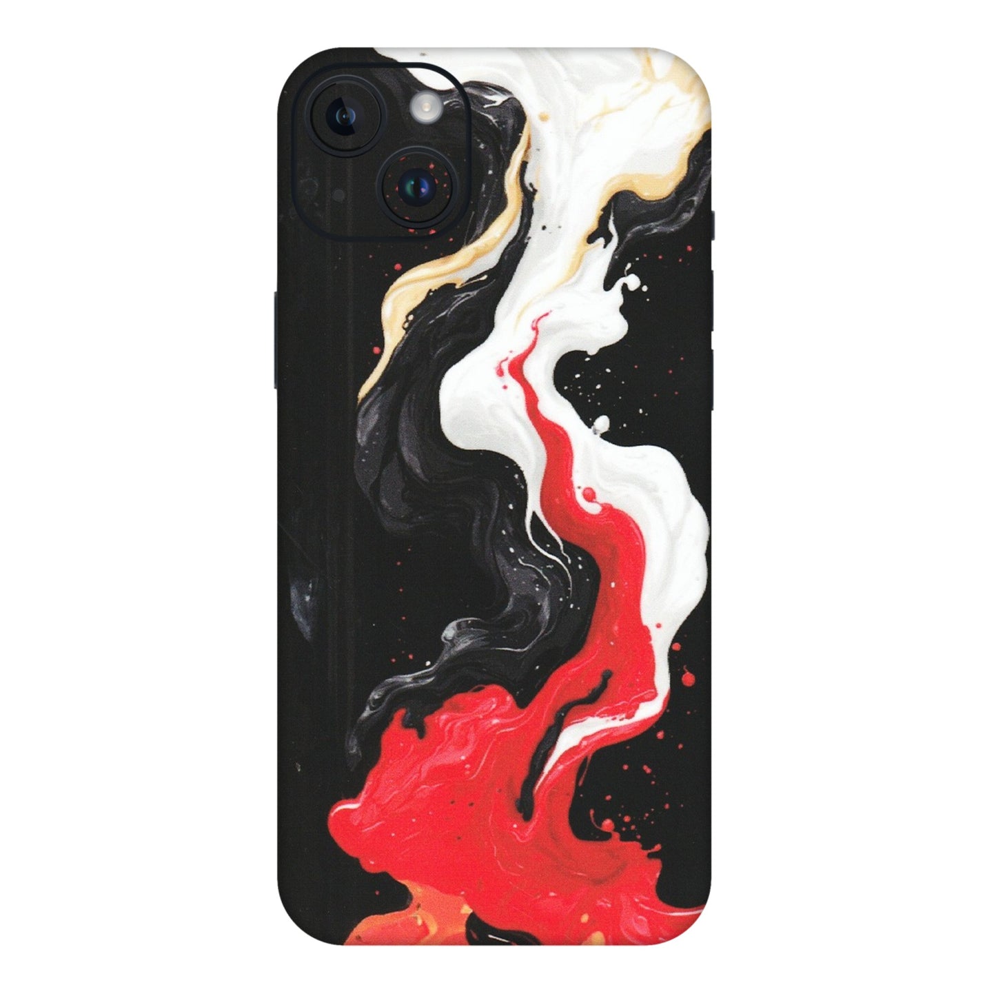 Apple iPhone Skins (All Models) - Black Red White Paint Splash Fusion - Matte Finish (M-56) iPhone 14 Plus