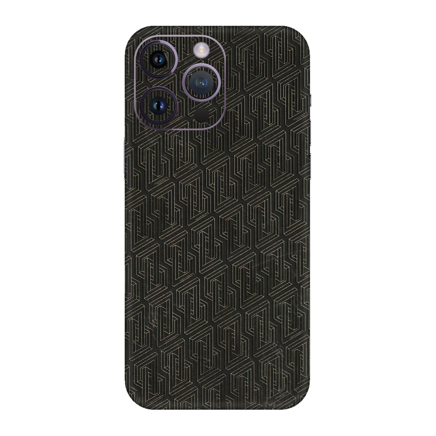 Apple iPhone Skins (All Models) - Black Abstract Pattern - 3D Embossed Finish (L-117) iPhone 14 Pro